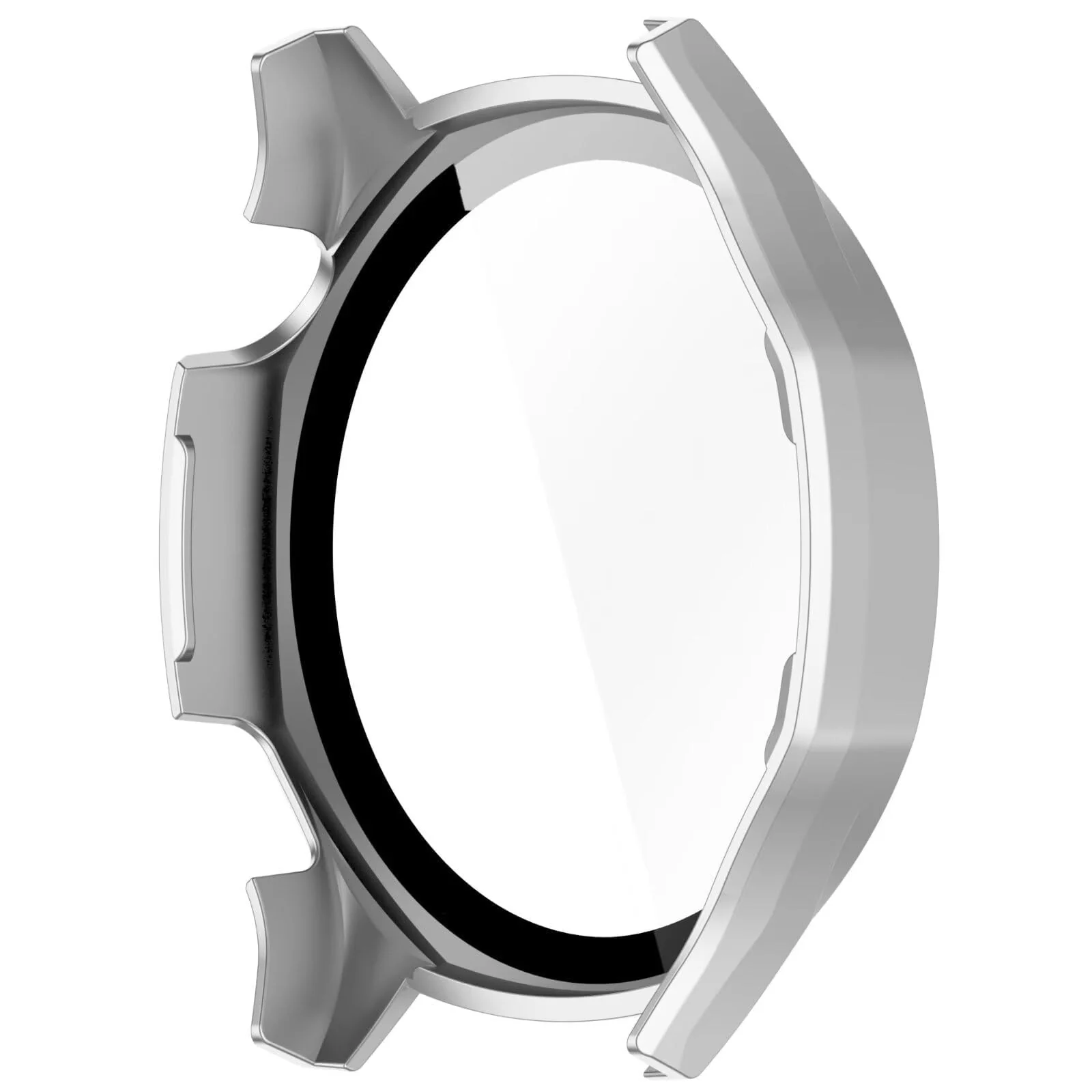 DL3 Mobilak Protective Case for Huawei Watch GT 5 46mm, Hard PC Bumper Cover with Built-in Tempered Glass Screen Protector Shell Cover Full Coverage Scratchproof with Scale - Silver