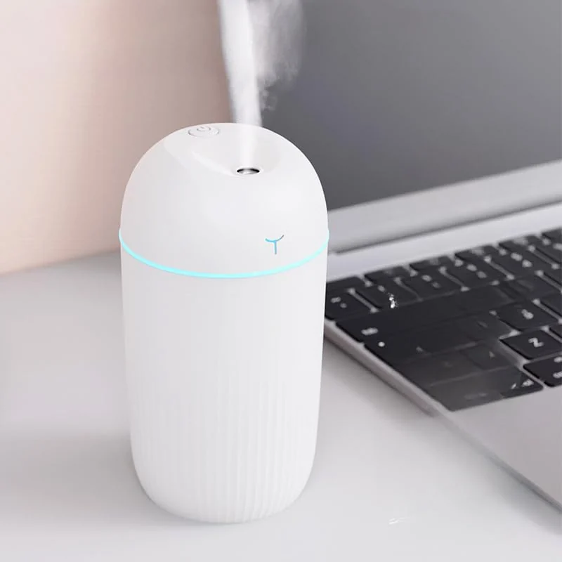 Mobigon Wood Cool Mist Ultrasonic Humidifier for Room Moisture, Aroma Diffuser for Home, 400ml Essential Oil Diffuser with 7 Colorful Night Light, Auto Shut-Off, Home, Office - White