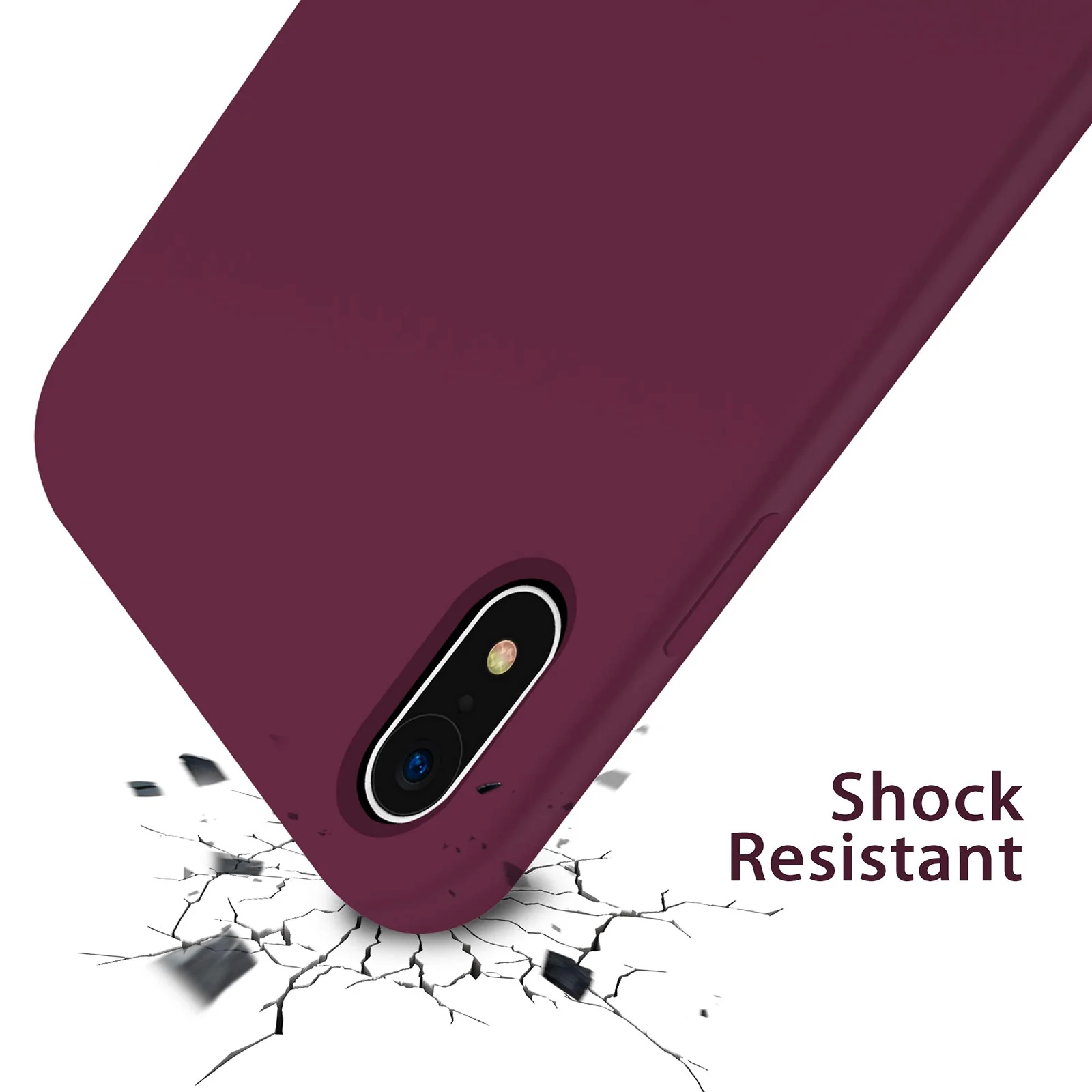 DL3 Mobilak Liquid Silicone Protective Case with Soft Microfiber Lining for iPhone XR - Wine Red