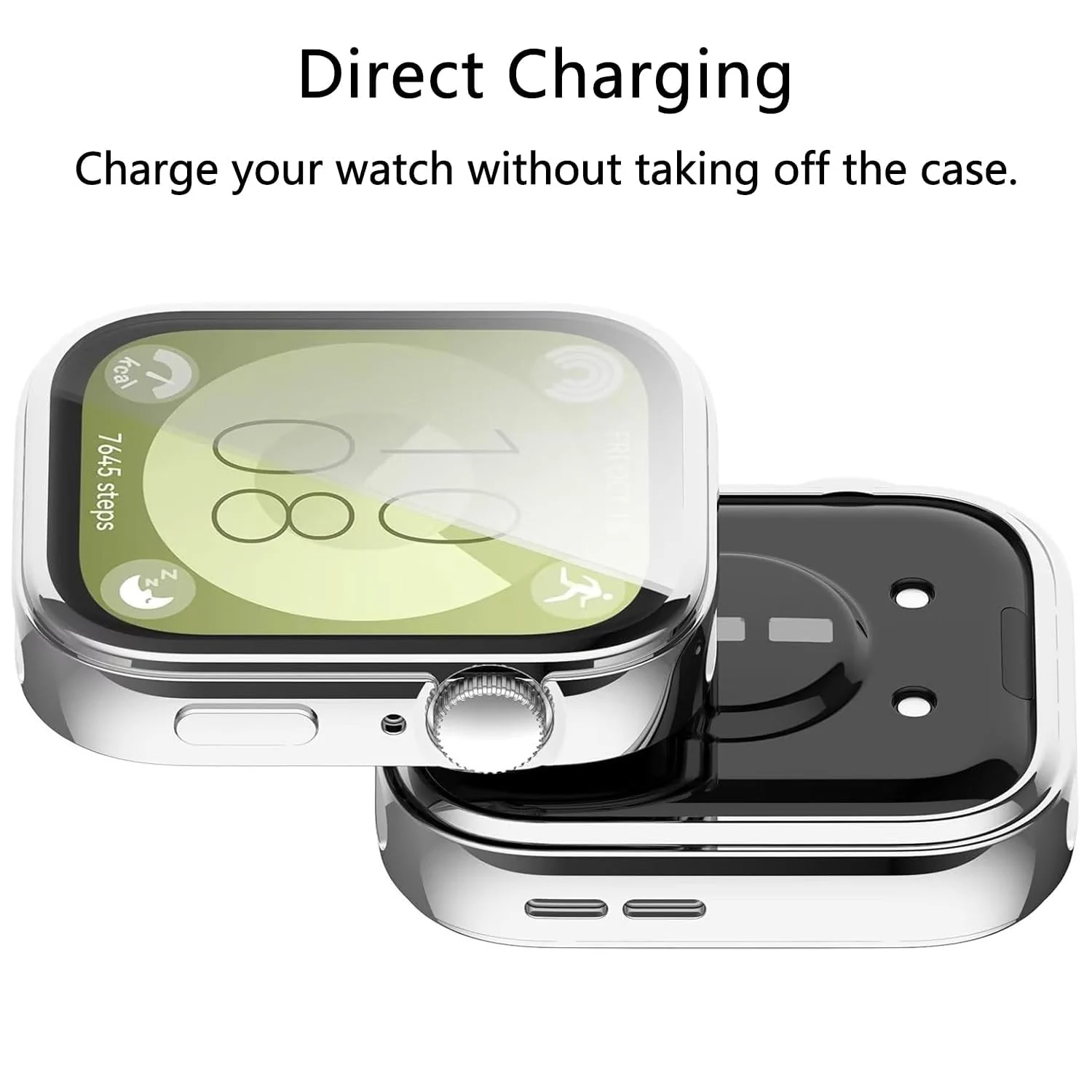 DL3 Mobilak Case Compatible with Huawei Watch Fit 3 Case All-Around with Built-in Screen Protector Watch Soft TPU Shockproof Cover Slim Guard Thin Bumper Shell Protector - Silver