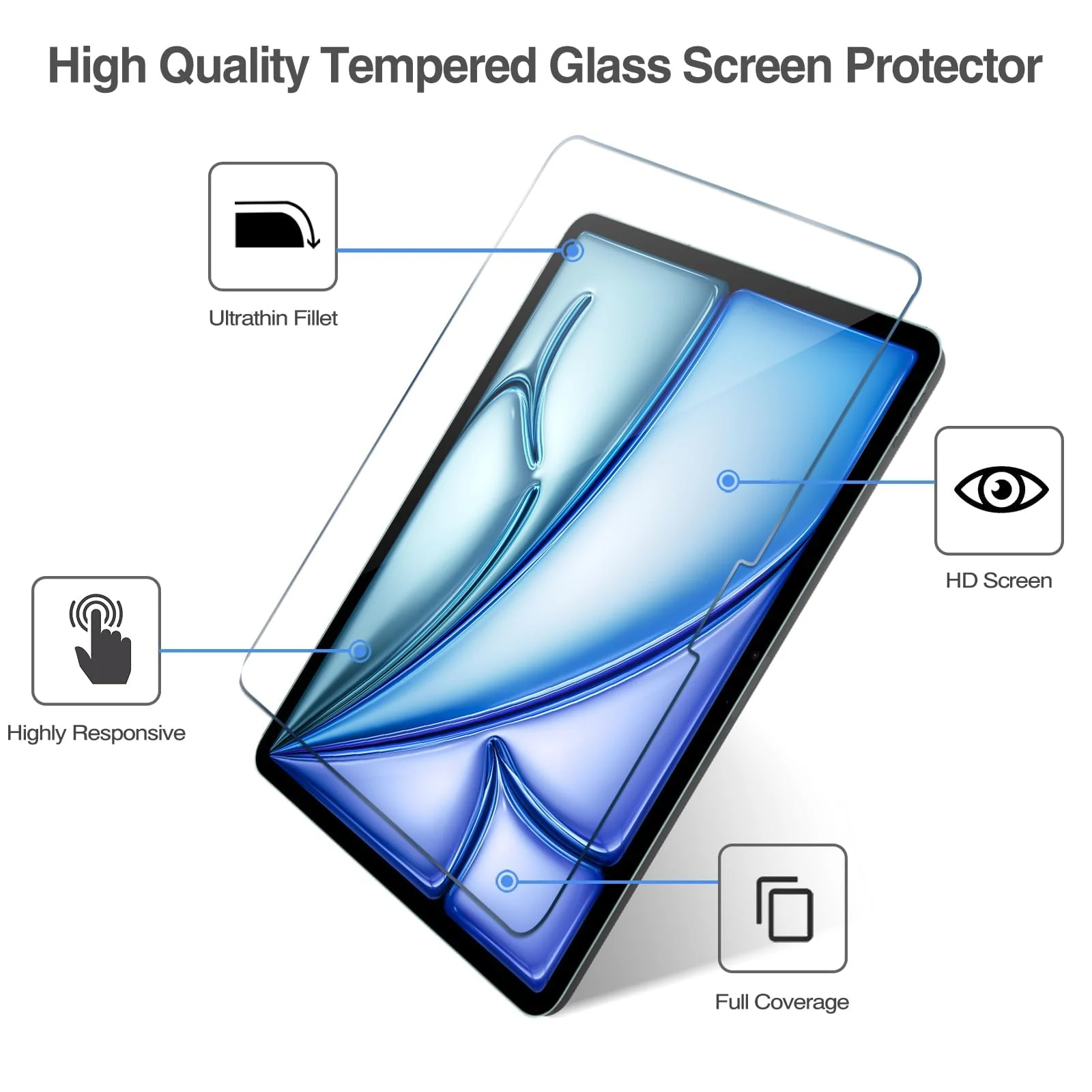 DL3 Mobilak Screen Protector For iPad Air 11-inch (M2) (2024) Tablet Tempered Glass Film [HD Crystal ] [Easy Installation] [Scratch Resistant] [9H Hardness] - Clear