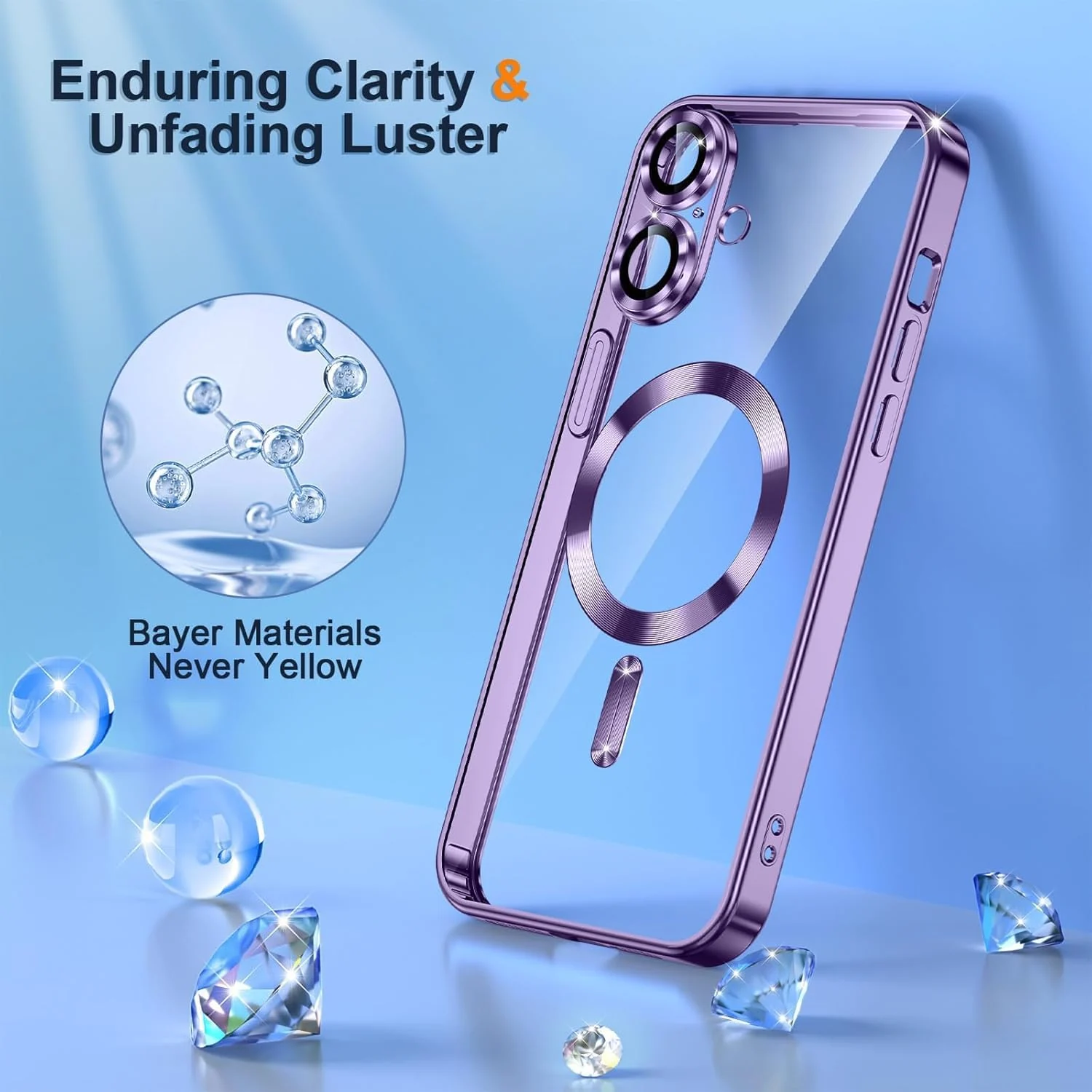 DL3 Mobilak Plated-Edge Protective Case for iPhone 17, Compatible with MagSafe accessories, Supports wireless charging, Camera protection - Purple