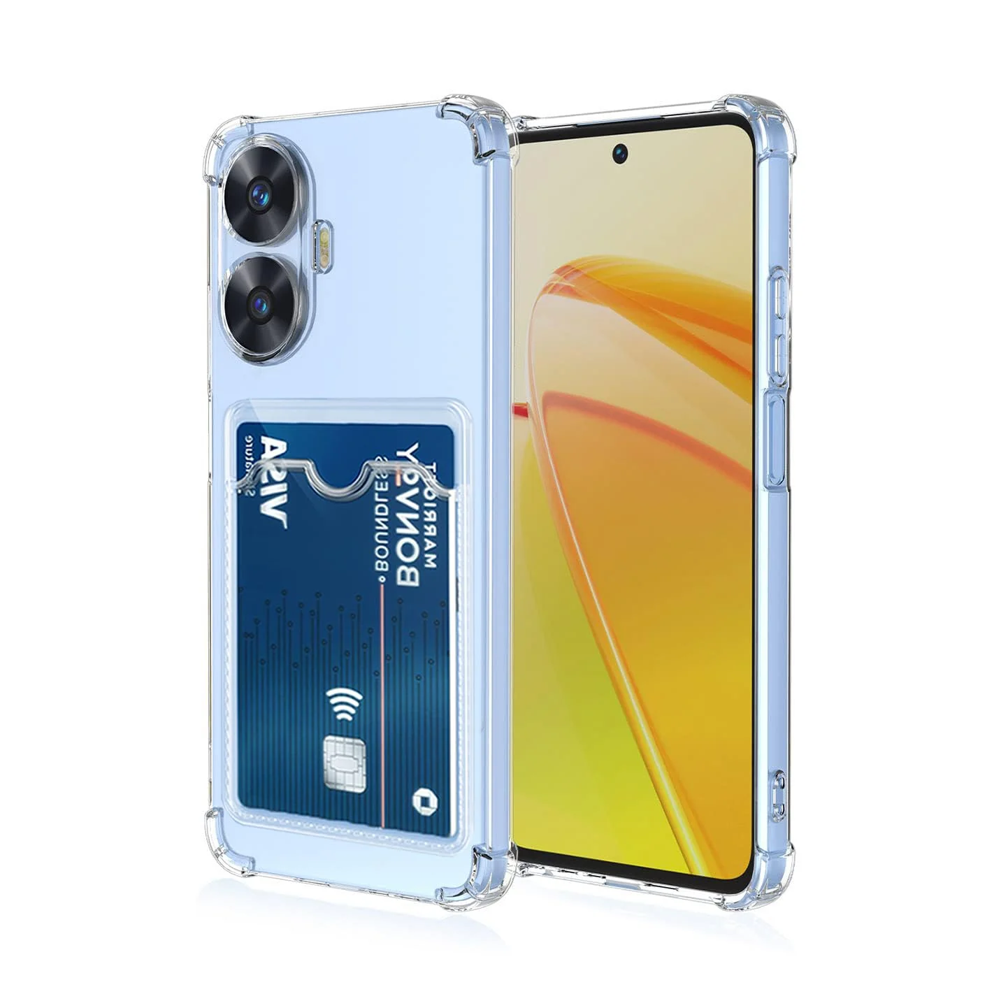 DL3 Mobilak Clear TPU Wallet Case with Card Slot and Camera Protection for realme C55 / Narzo N55 - Transparent