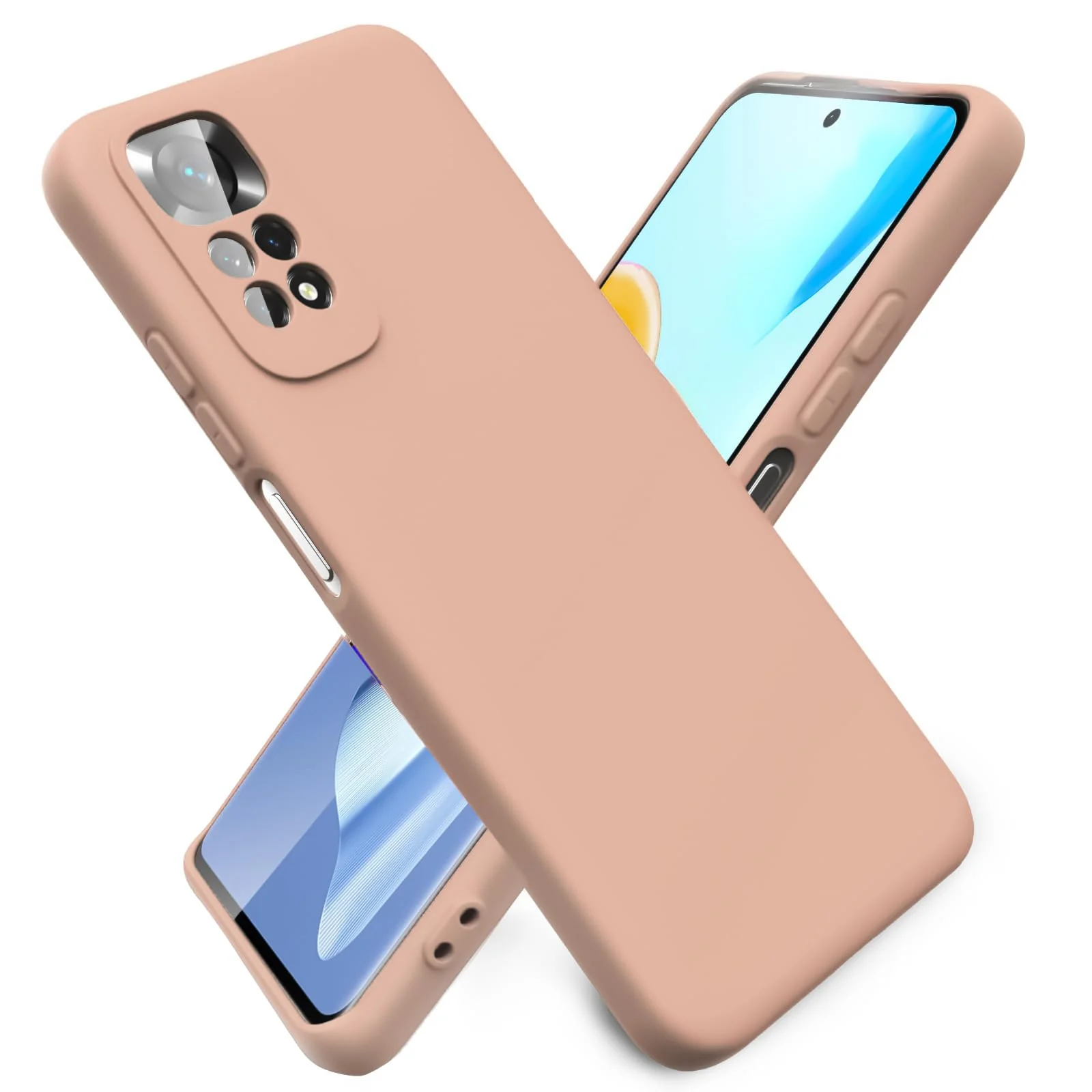 DL3 Mobilak Liquid Silicone Protective Case with Soft Microfiber Lining with Full Camera Protection for Xiaomi Redmi Note 12 Pro 4G / Redmi Note 11 Pro 4G&5G - Light Orange