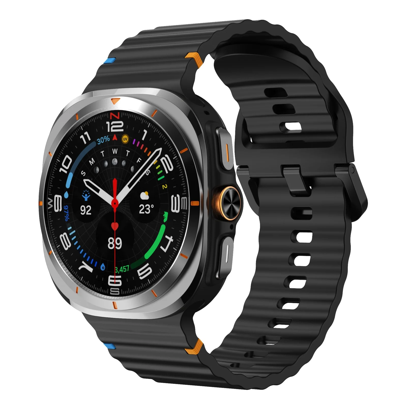 DL3 Mobilak Sport Strap for Samsung Galaxy Watch 8 Straps 40mm 44mm/8 Classic Bands 46mm Men Women, One Click No Gap Waterproof Soft Silicone Sport Band for Samsung Watch 8/8 Classic Strap - Black