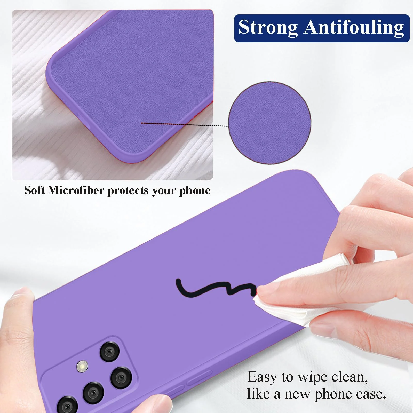 DL3 Mobilak Soft Silicone Protective Case for Samsung Galaxy A51 with Microfiber Lining and Shockproof Design - Light Purple