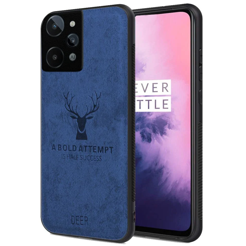 Dl3 Mobilak Case For Realme C31 Luxury Soft Texture Deer Patterned TPU Leather Protective, Dirt-Resistant, Anti-Shock, Anti-Fingerprint, Cover Full Body Protective (Red)