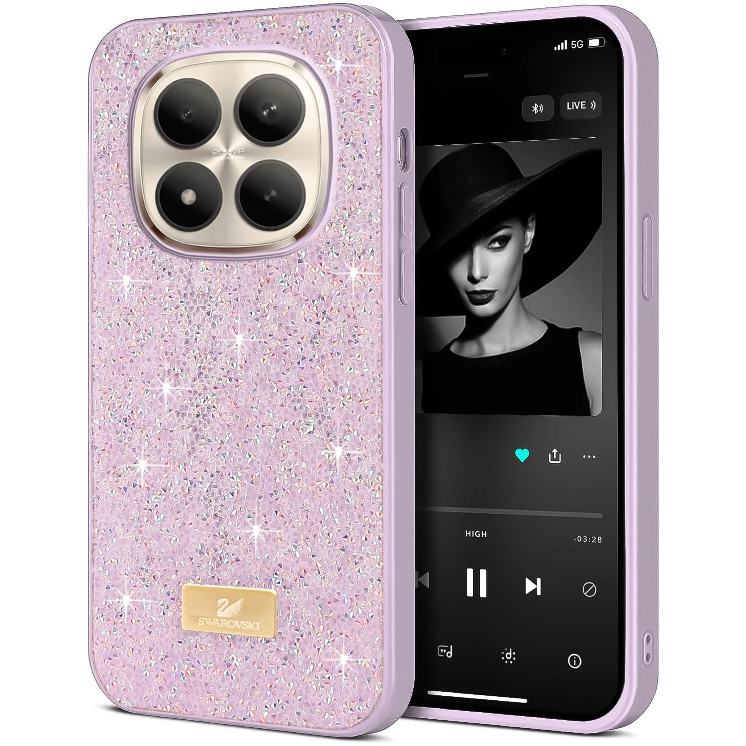 5.5 — DL3 Mobilak Glitter Rhinestone Protective Case for Xiaomi Redmi Note 15 Pro+ Plus 5G Case Glitter with Shockproof Design