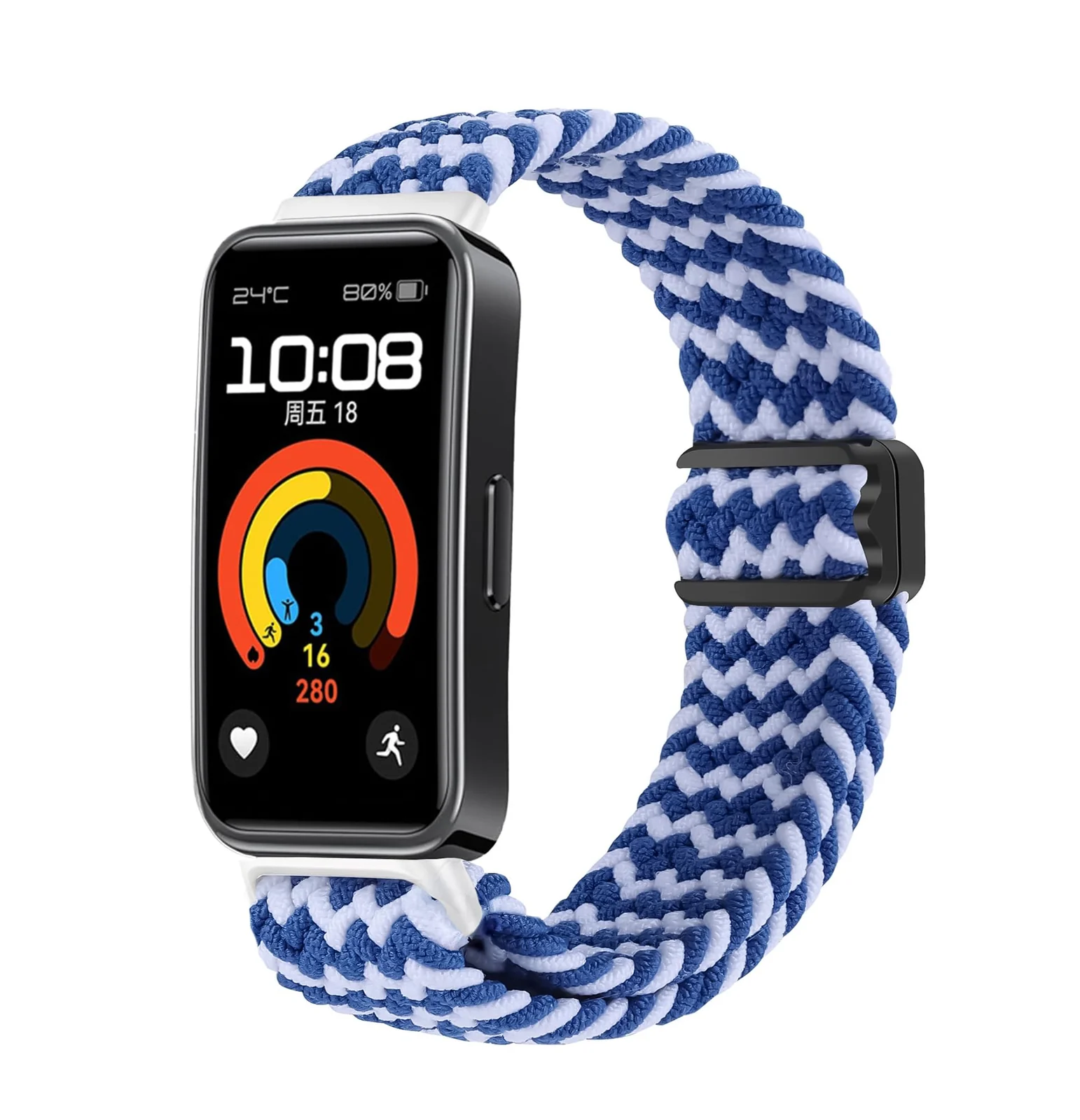 DL3 Mobilak Braided Strap for Huawei Band 9/Huawei Band 8 for Men Women, Adjustable Nylon Sport Elastic Loop Band with Magnetic Clasp for Huawei Band 9/Huawei Band 8 Smartband - Blue White