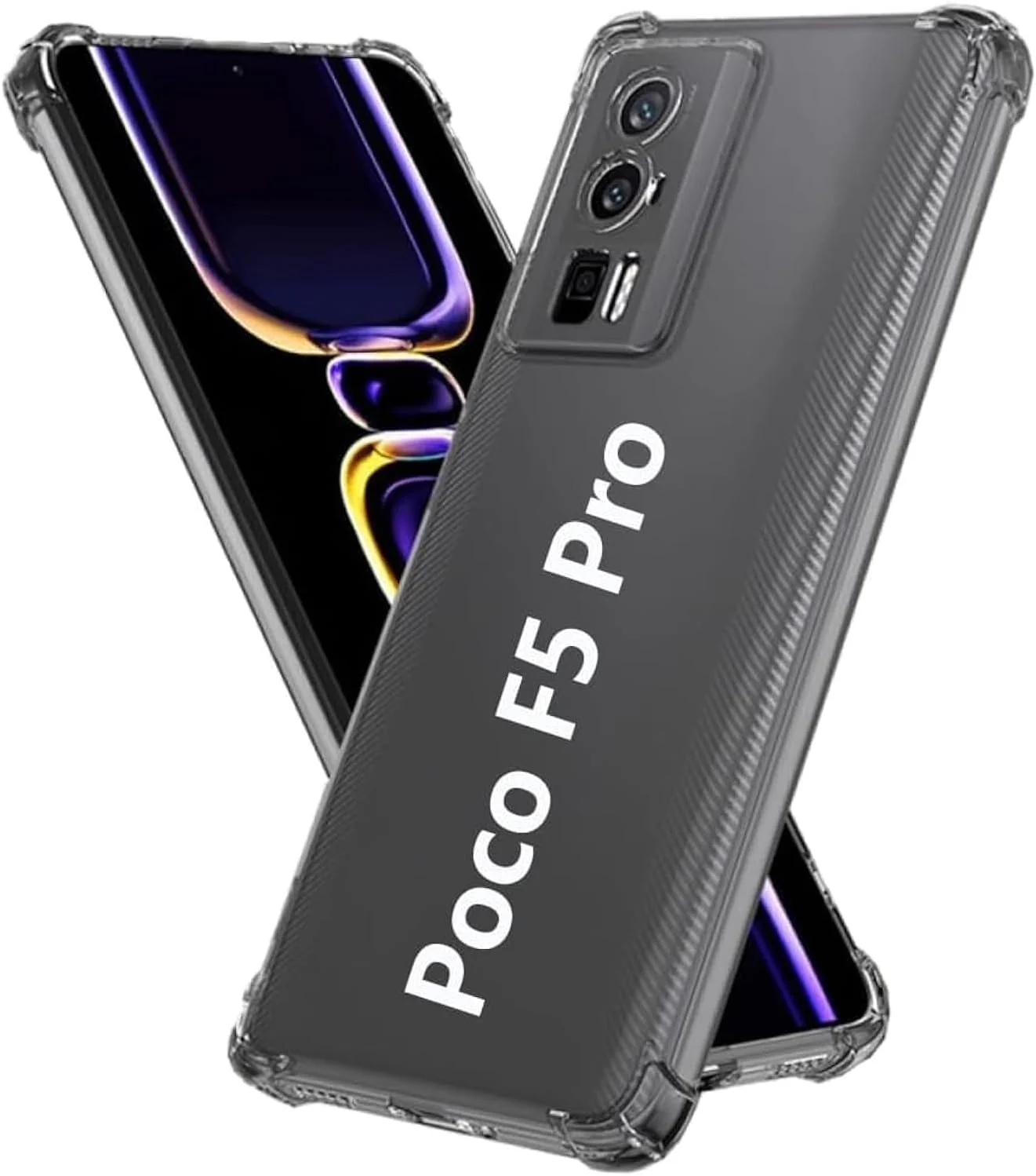 DL3 Mobilak Case Compatible with Xiaomi Poco F5 Pro, Cover Silicone Transparent TPU Gorilla Anti-shock Protector Camera Shockproof Corners - Clear