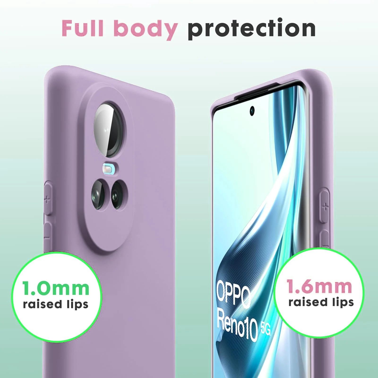 DL3 Mobilak Liquid Silicone Protective Case with Soft Microfiber Lining with Full Camera Protection for OPPO Reno 10 5G / OPPO Reno 10 Pro 5G - Lavender