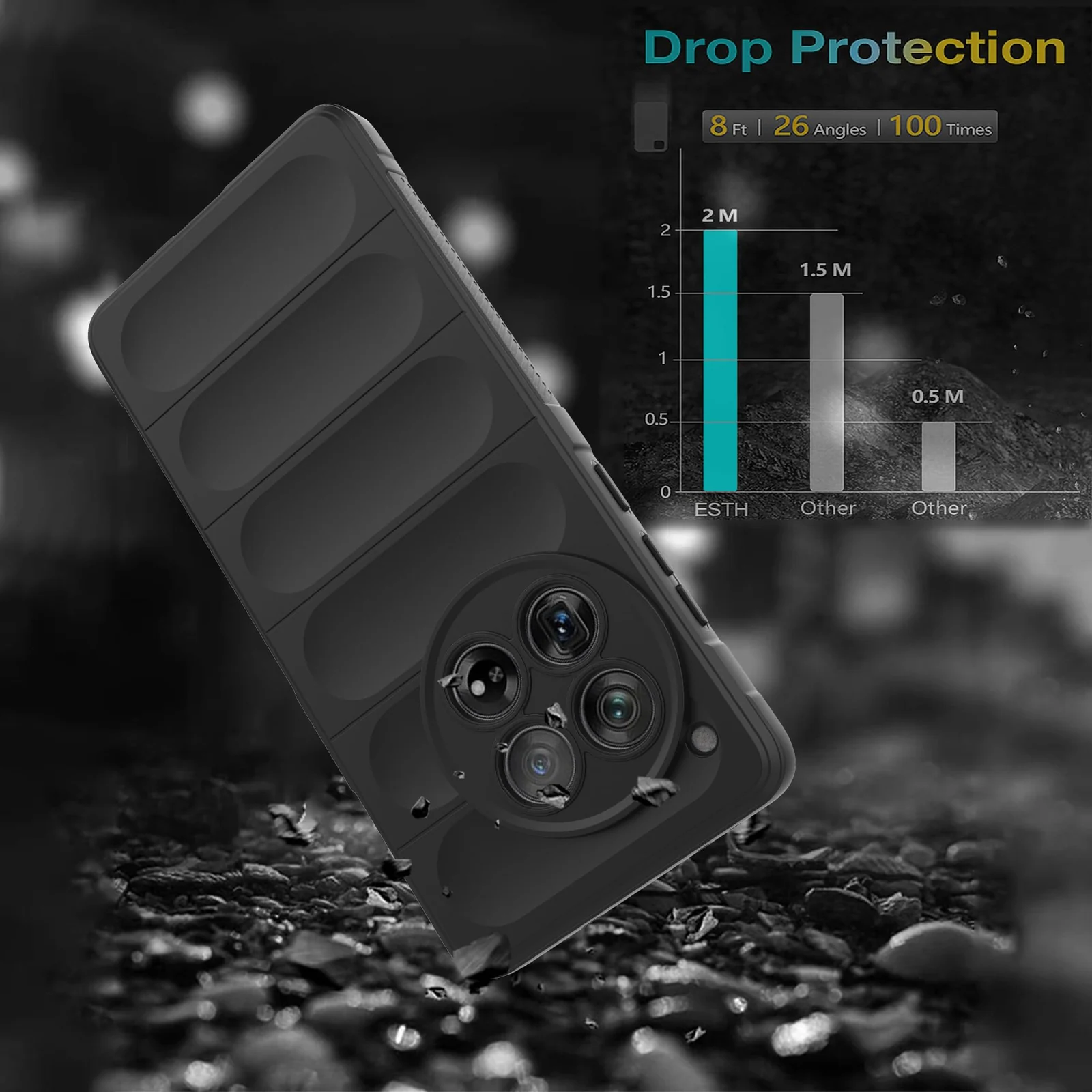 DL3 Mobilak Flexible Silicone and TPU Protective Case with Camera Protection for Oneplus 12R 5G / Oneplus Ace 3 - Black