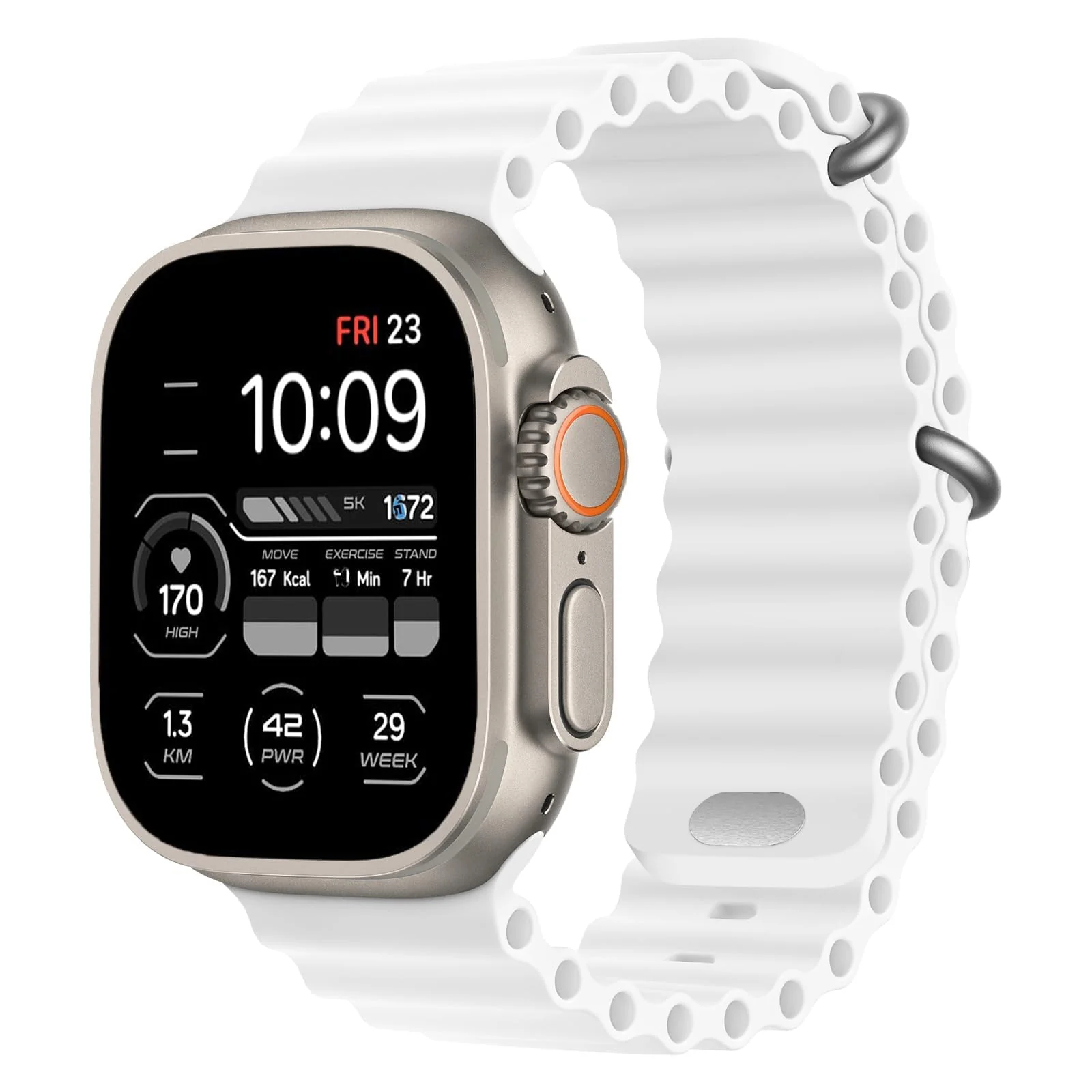 DL3 Mobilak Ocean Band For Apple Watch Ultra 49mm 45mm 44mm 42mm, Waterproof Soft Silicone Sport Wristbands Replacement Strap iWatch Ultra SE 8 7 6 5 4 3 2 1 (White, 42MM/44MM/45MM/49MM), unisex-adult - Black