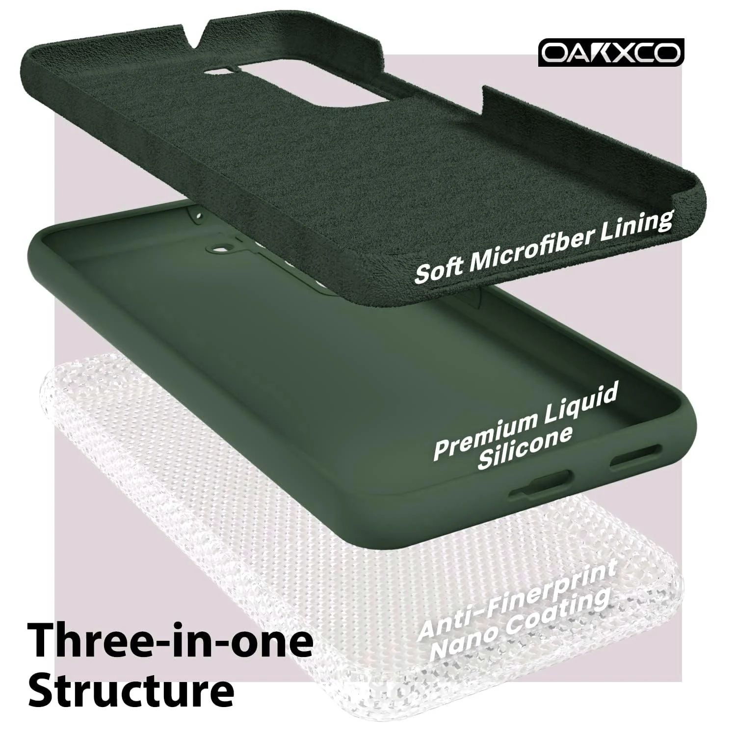 DL3 Mobilak Liquid Silicone Protective Case with Soft Microfiber Lining with Full Camera Protection for Samsung Galaxy S22 5G - Green