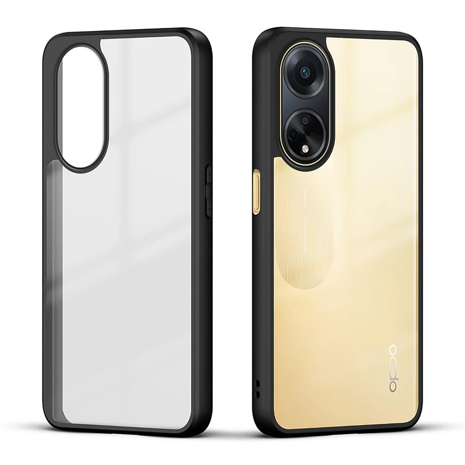 DL3 Mobilak Clear PC and TPU Protective Case for OPPO A98 5G / OPPO A1 5G / OPPO F23 5G with Camera Protection and Military-Grade Protection - Black