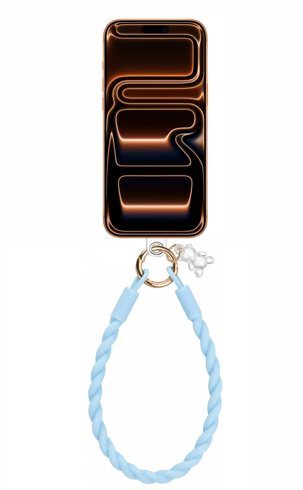 DL3 Mobilak Silicone Crystal Lanyard, 30cm Phone Wrist Strap Lanyard Keychain Office Wrist Strap with Clasp and Bear for Women Phone ID Card, Keys Strap - Light Blue