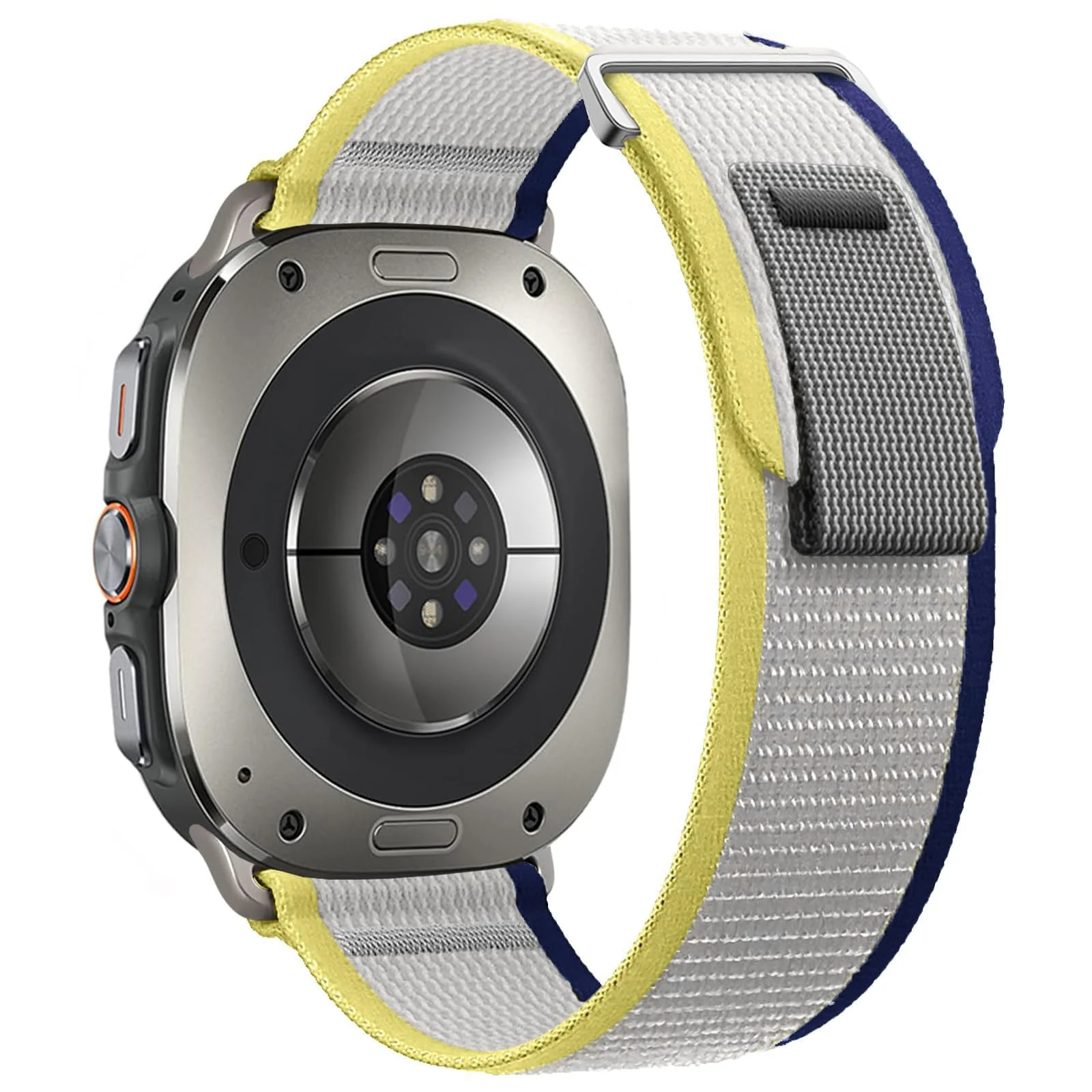 DL3 Mobilak For Samsung Galaxy Watch ultra Strap 47mm, One Click Trail Loop Strap for Men Women, Soft Nylon Sport Loop Elastic Replacement Wristband for Galaxy Watch 7 Ultra - Blue Yellow