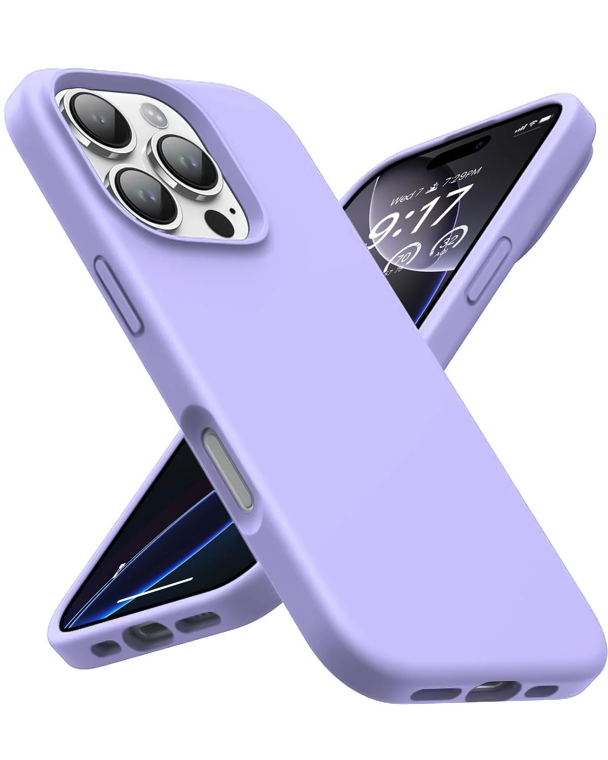 DL3 Mobilak Liquid Silicone Protective Case with Soft Microfiber Lining for iPhone 16 Pro Max - Light Purple