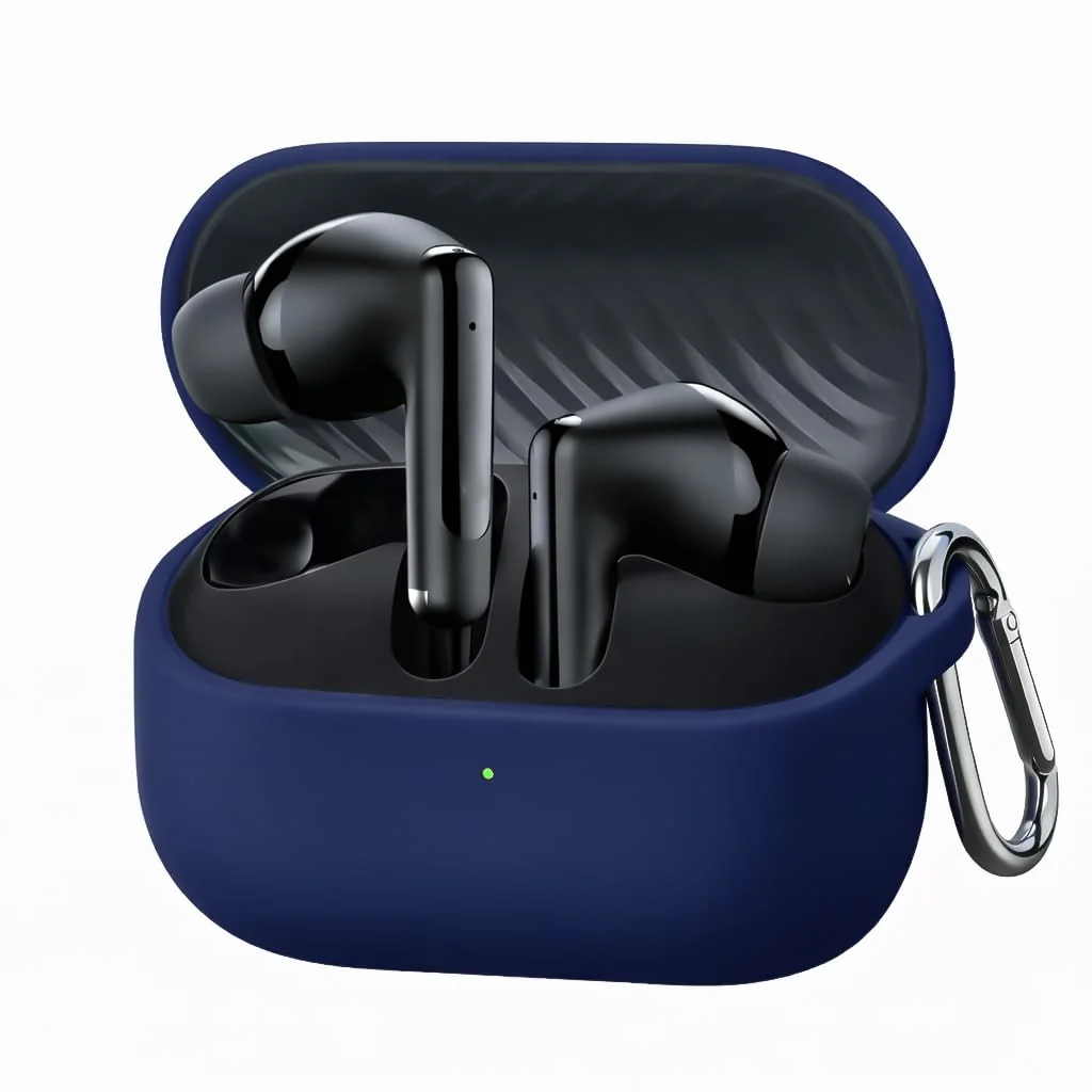 DL3 Mobilak Compatible with Oraimo SpaceBuds Neo OTW‐323 Case Cover, Soft Silicone Shockproof Protective Case Wireless Earbuds with Carabiner, Front LED Visible