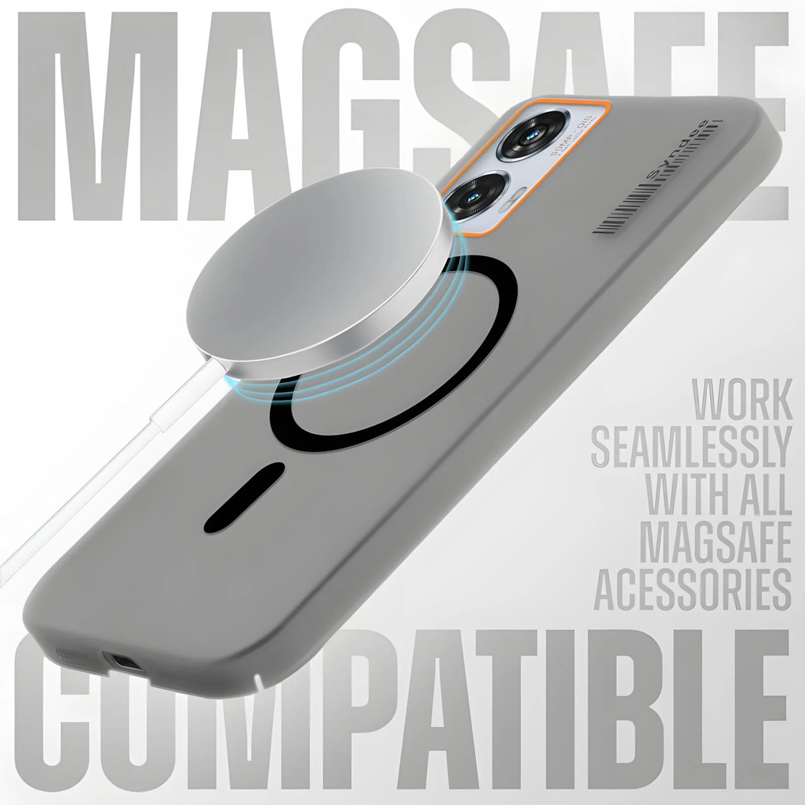 DL3 Mobilak Translucent Matte Case for Motorola Edge 50 Fusion, Compatible with MagSafe accessories, Shock-absorbing protection, Integrated ring holder - Black