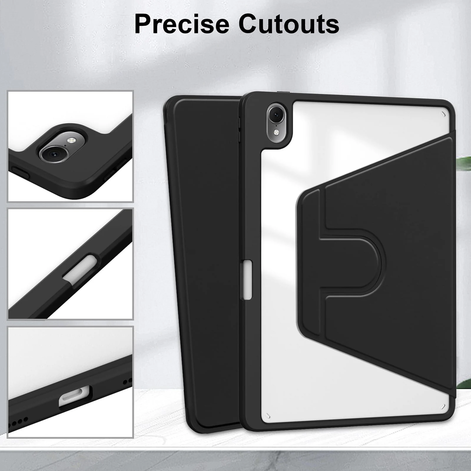 DL3 Mobilak Case for Huawei MatePad 11.5-inch Released 2023, 360° Rotation Multi-angle Stand Slim Cover PU leather + Transparent Acrylic case with Pen Holder Auto Wake/Sleep - Black