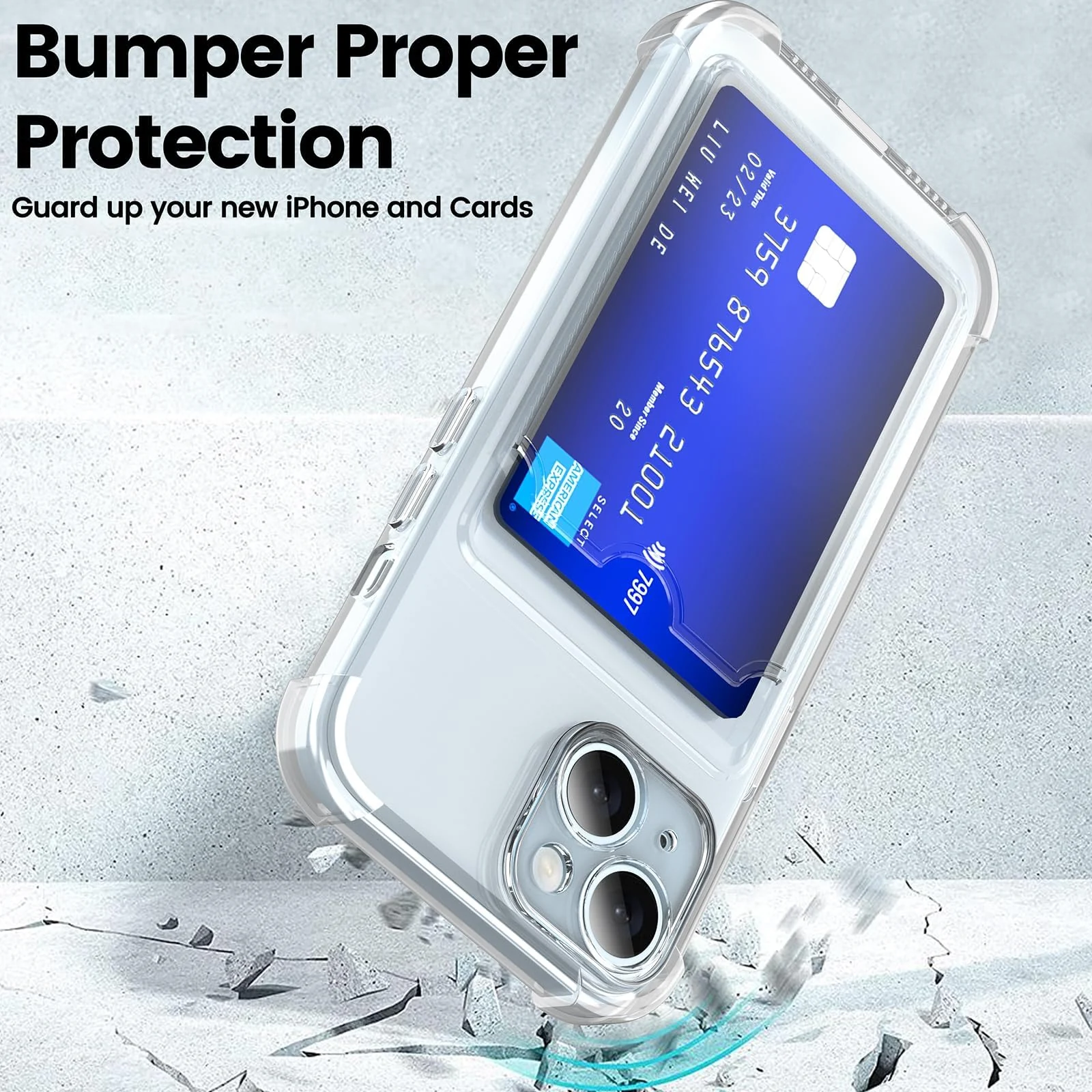 DL3 Mobilak Leather Wallet Case for iPhone 13 6.1-Inch, Supports wireless charging, Camera protection, Shock-absorbing protection - Clear