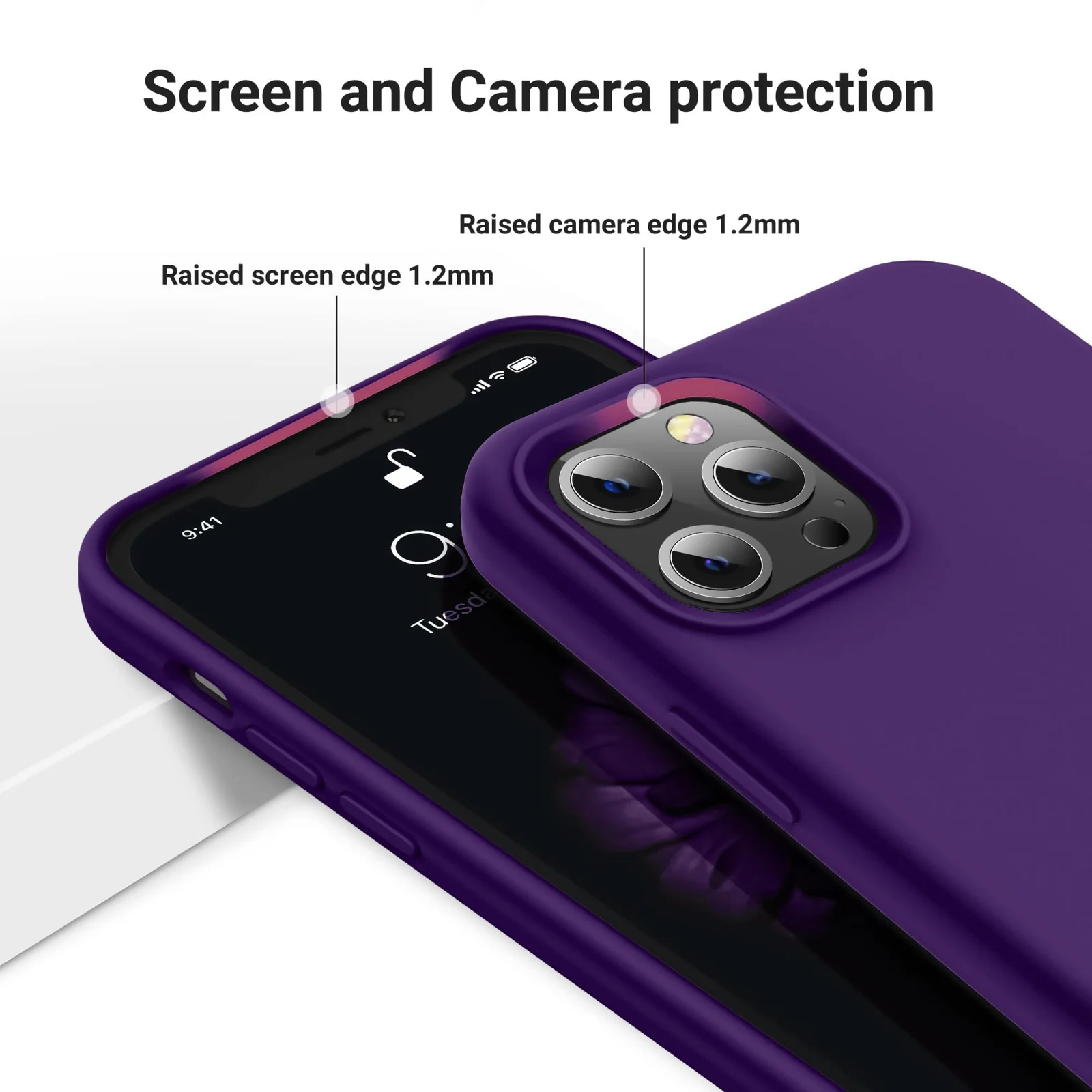 DL3 Mobilak Liquid Silicone Case for iPhone 14 Pro (6.1 Inch), Shock-absorbing protection, Scratch-resistant surface, Soft microfiber lining - violet