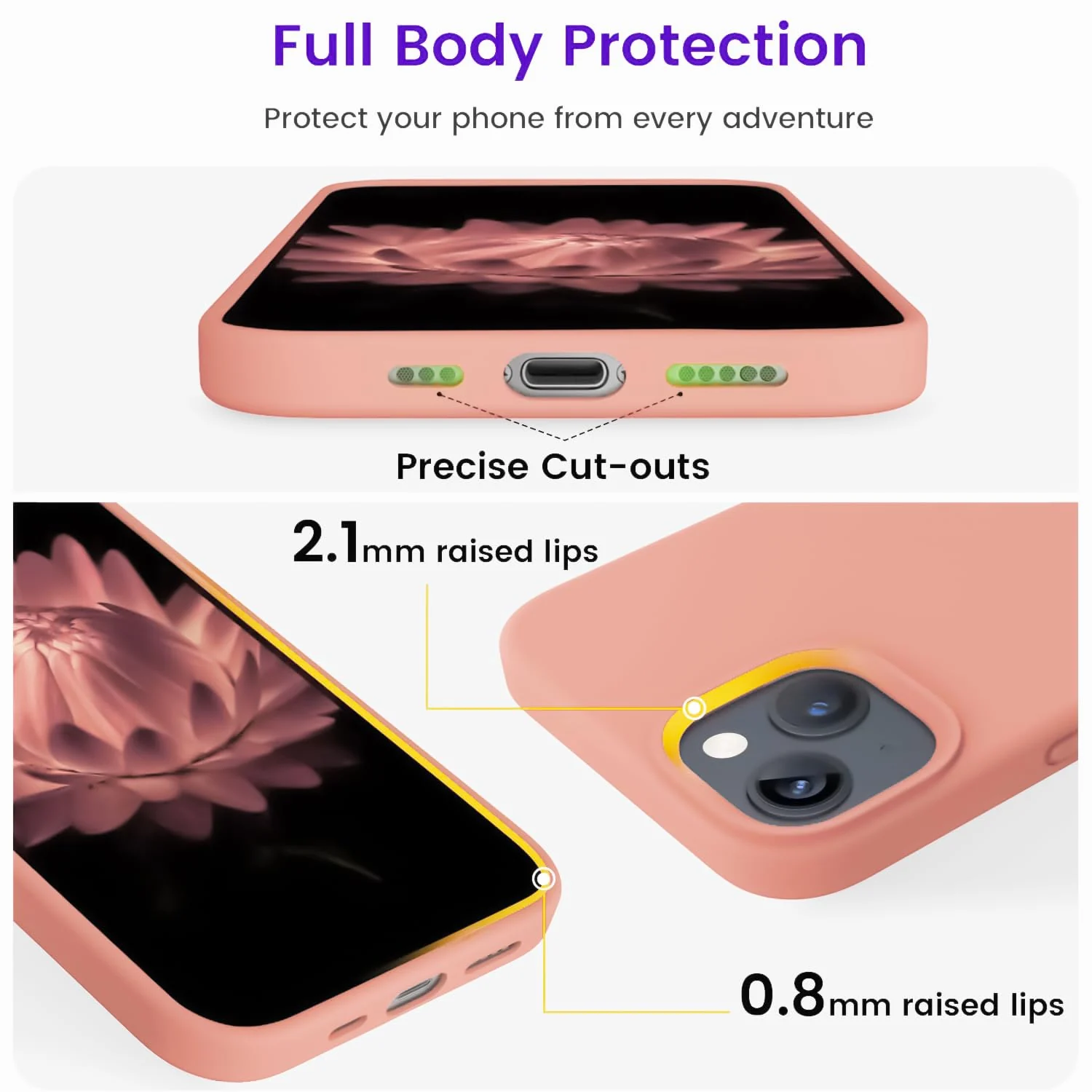 "DL3 Mobilak Compatible with iPhone 15 Plus/iPhone 14 Plus Case 6.7"", Slim Liquid Silicone 3 Layers Soft Gel Rubber Cover Protective Phone Case with Anti-Scratch Microfiber Lining - Pastel Pink"
