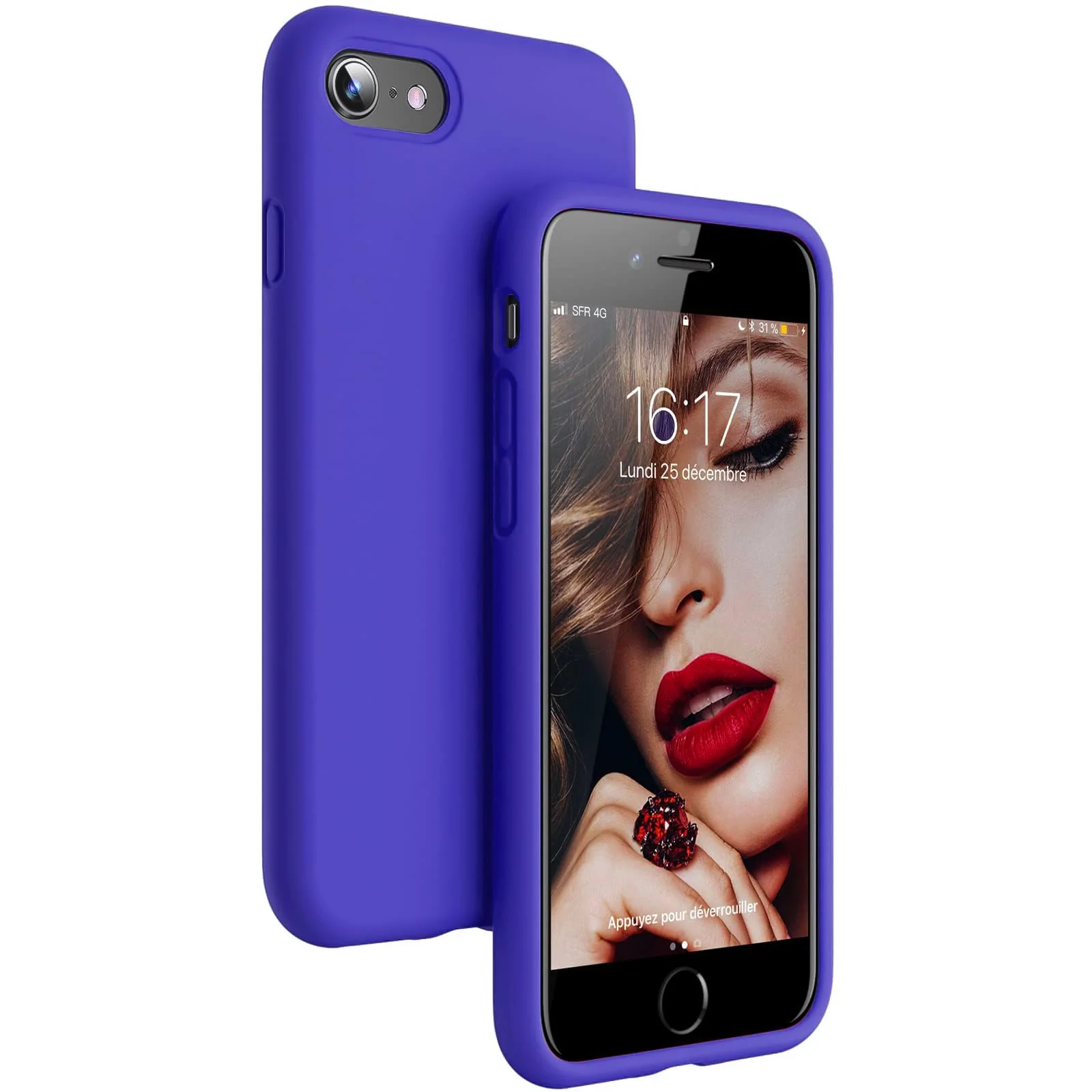 DL3 Mobilak Compatible with iPhone 7/8, iPhone SE 2022, SE 2020, Case, Liquid Silicone Case, Full Body Protective Cover, Shockproof, Slim Phone Case, Anti-Scratch Soft Microfiber - Pepsi