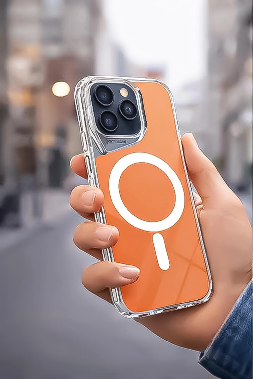 DL3 Mobilak Clear TPU Case for Samsung Galaxy S24 Ultra, Compatible with MagSafe accessories, Camera protection, Shock-absorbing protection - Orange