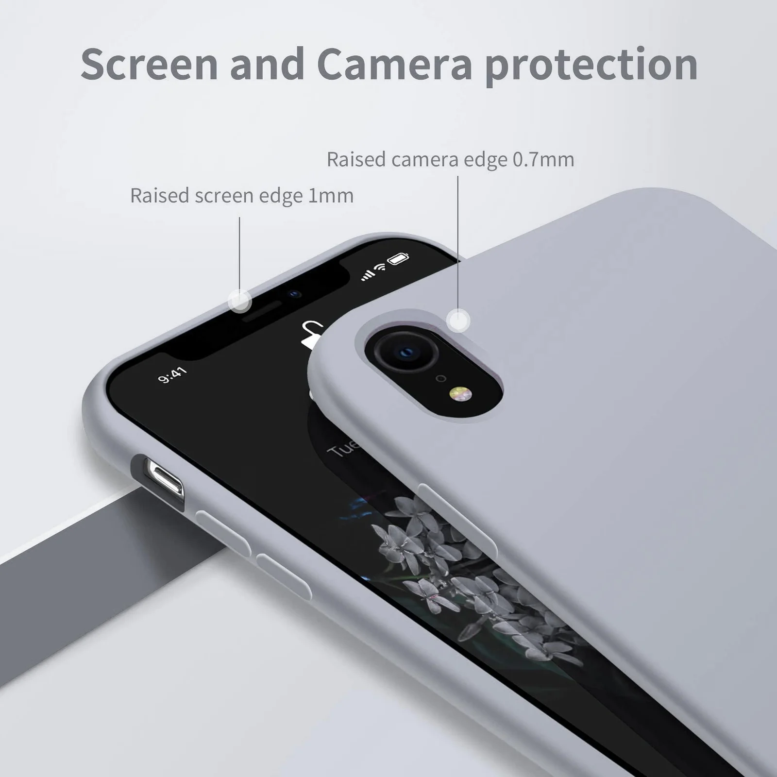 DL3 Mobilak Liquid Silicone Case for iPhone XR, Shock-absorbing protection, Scratch-resistant surface, Soft microfiber lining - Lavender Blue 2