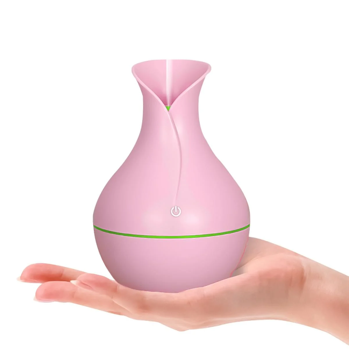 Mobigon Wood Cool Mist Ultrasonic Humidifier for Room Moisture, Aroma Diffuser for Home, 200ml Essential Oil Diffuser with 7 Colorful Night Light, Auto Shut-Off, Home, Office, car - D.Pink
