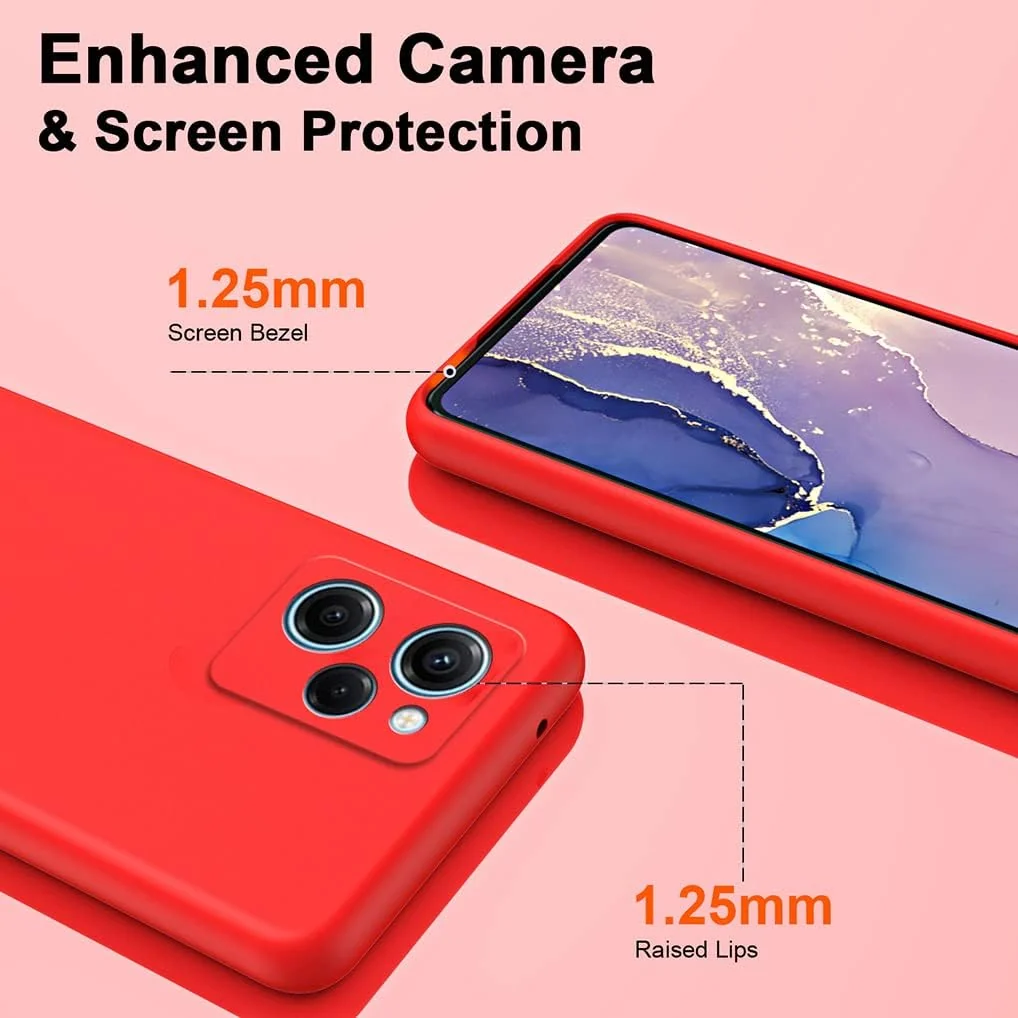 DL3 Mobilak POCO X5 Pro 5G Case, Soft Flexible Silicone Gel Rubber Bumper Cover, Full Body Shockproof Protective Phone Case - Red