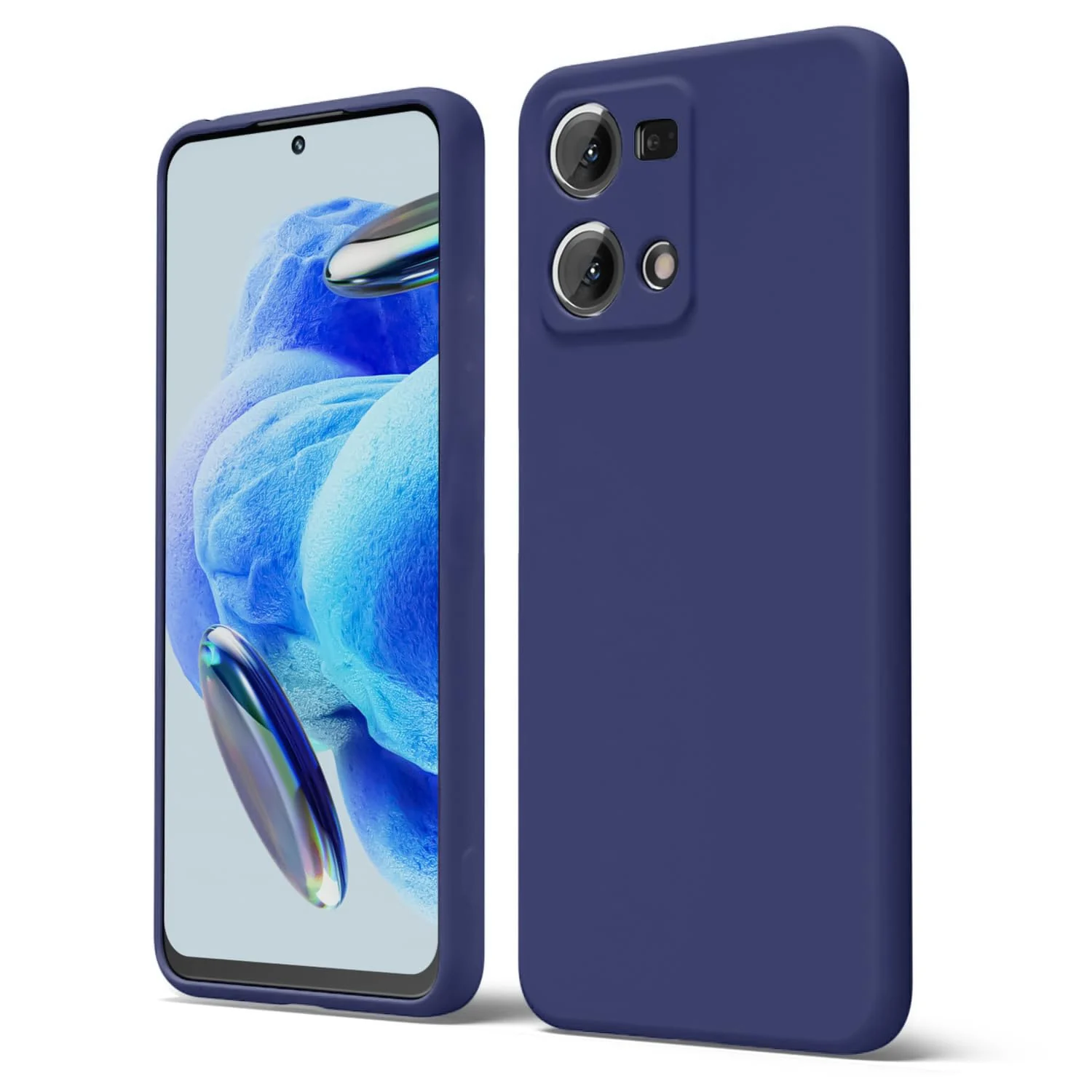 DL3 Mobilak Liquid Silicone Protective Case with Soft Microfiber Lining with Full Camera Protection for OPPO Reno 8 4G / Reno 7 4G / F21 Pro 4G / F21S Pro 4G - Blue 2
