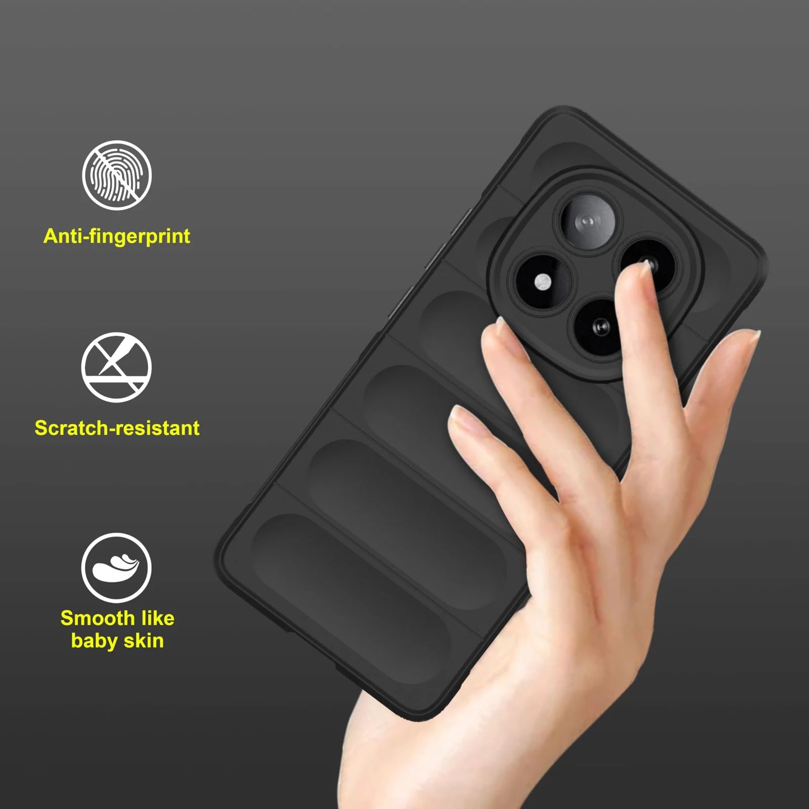 DL3 Mobilak Flexible Silicone and TPU Protective Case with Camera Protection for Xiaomi Redmi Note 14 Pro 4G - Black