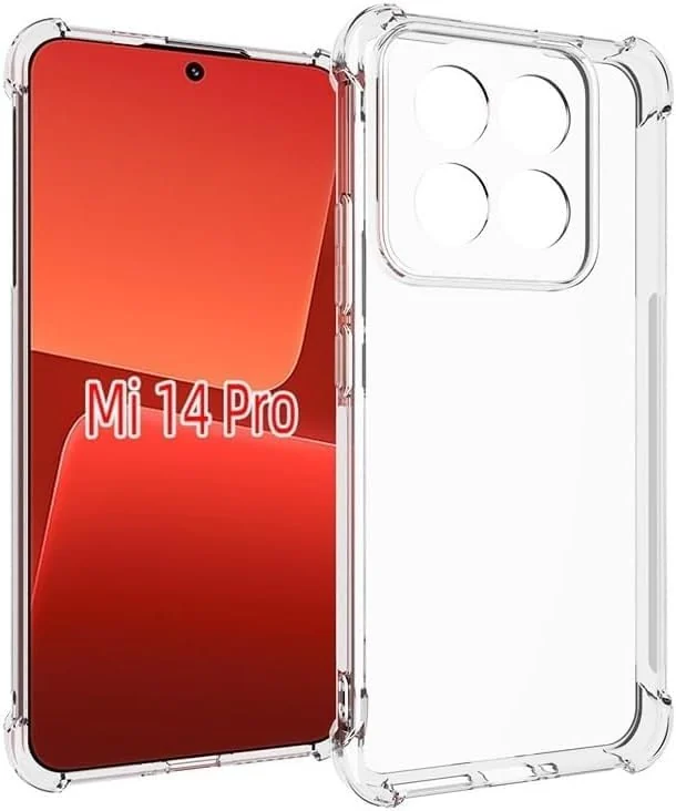 DL3 Mobilak Case Compatible with Xiaomi 14 pro, Cover Silicone Transparen t TPU Gorilla Anti-shock Protector Camera Shockproof Corners - Clear