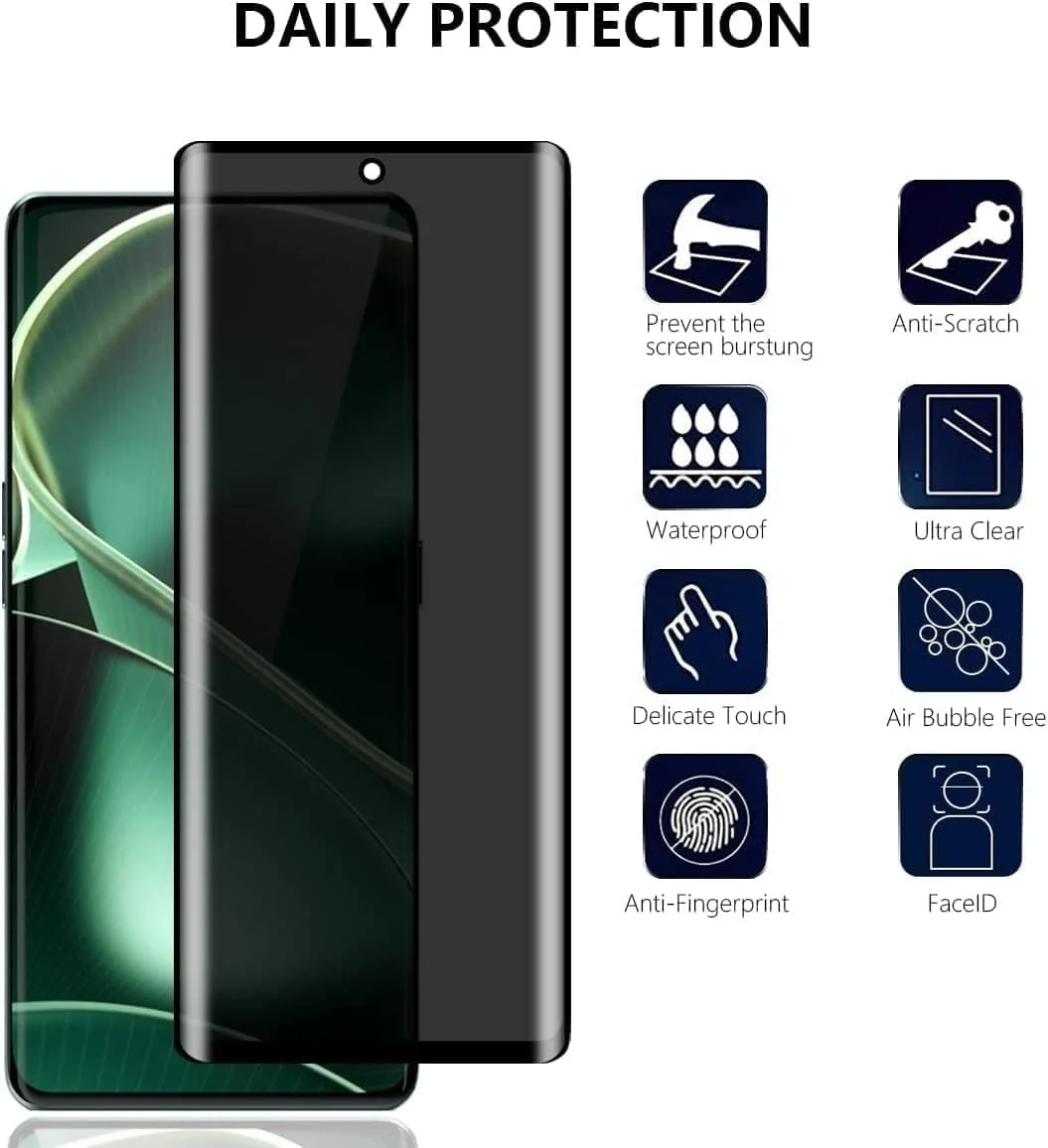 DL3 Mobilak Screen Protector for vivo V27 5G / V27 Pro 5G Glass Fingerprint Reader Support 3D Curved Anti-Spy Tempered Glass Screen Protector - Privacy
