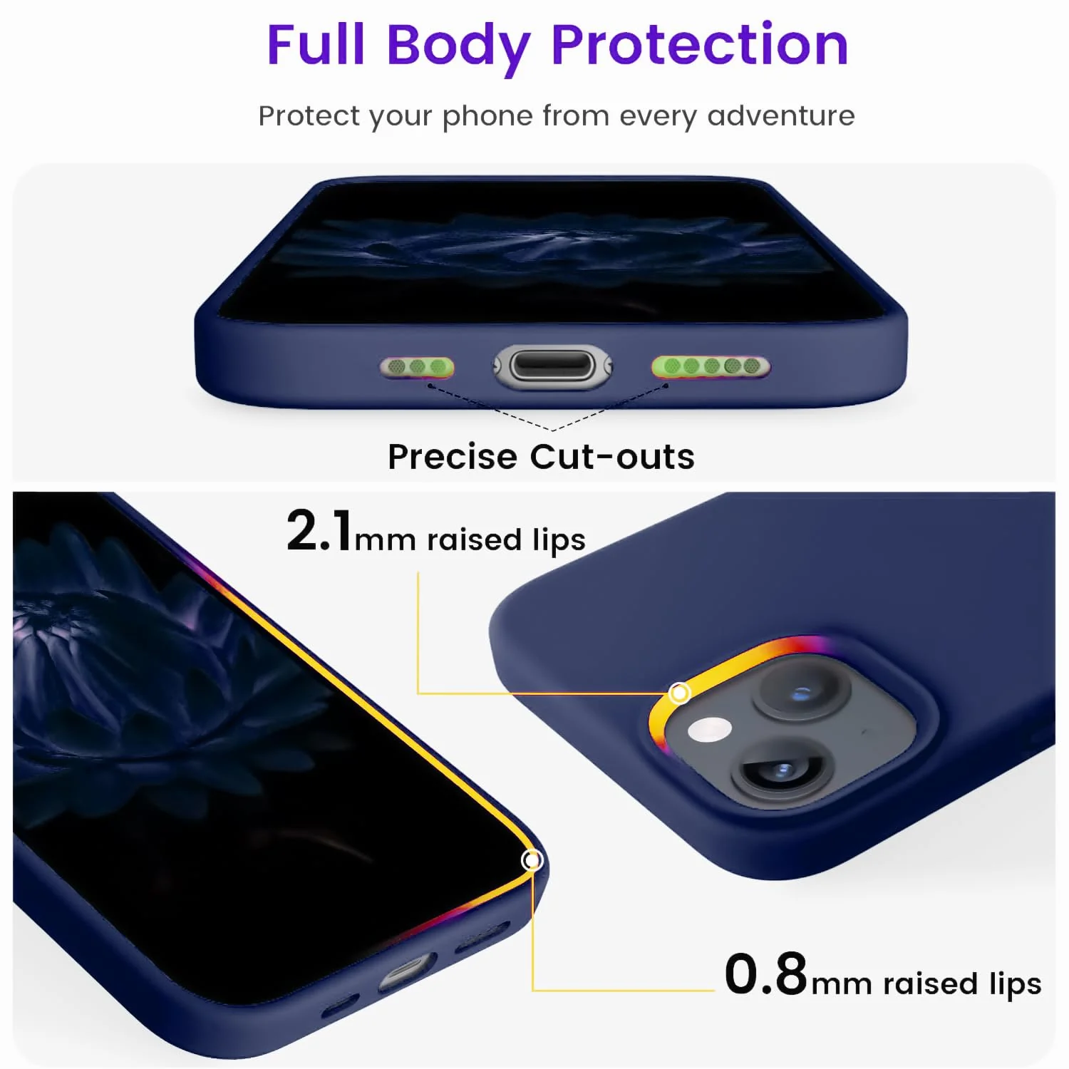 DL3 Mobilak Liquid Silicone Case for iPhone 15 Plus / iPhone 14 Plus, Supports wireless charging, Shock-absorbing protection, Scratch-resistant surface - Blue 2