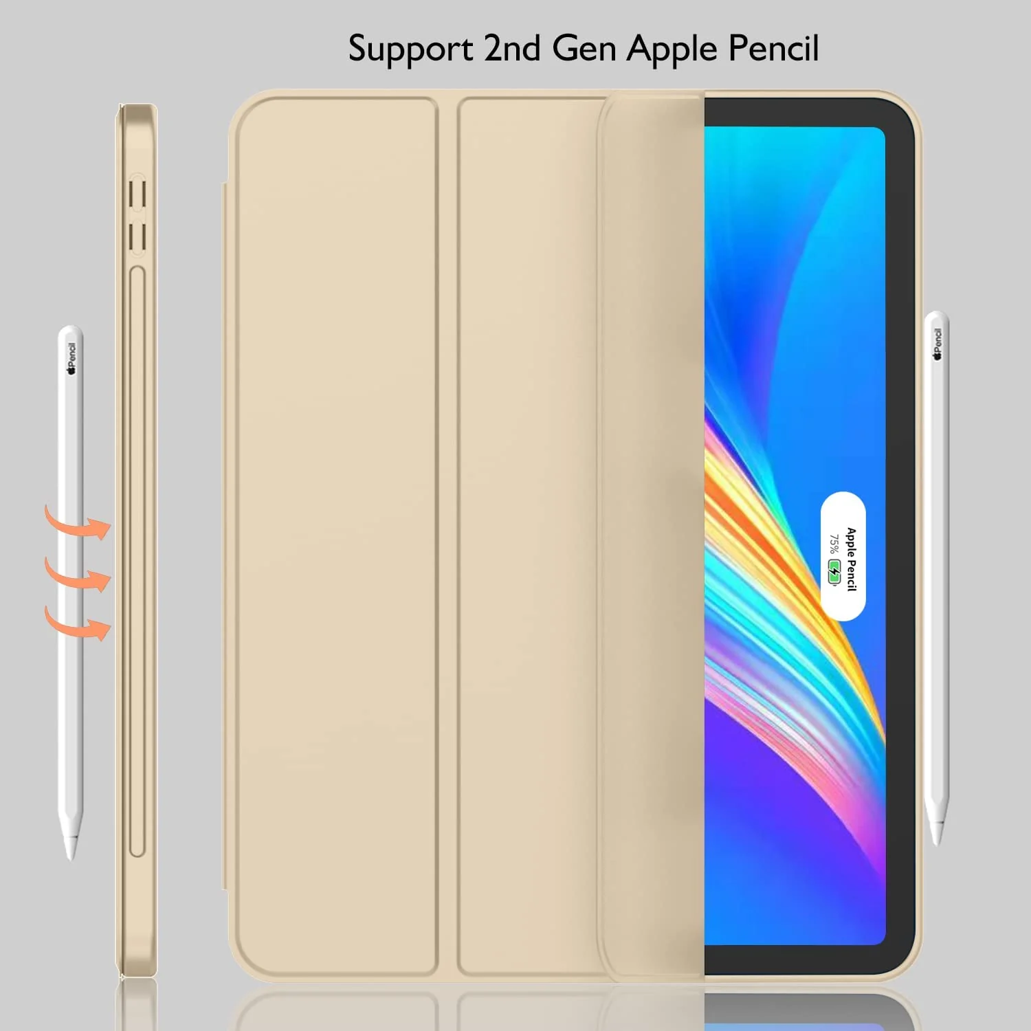 DL3 Mobilak iPad Pro 11 Inch Case 2022(4th Gen)/2021(3rd Gen)/2020(2nd Gen) with Pencil Holder, Smart iPad Case [Support Touch ID and Auto Wake/Sleep] with Auto 2nd Gen Pencil Charging - Gold