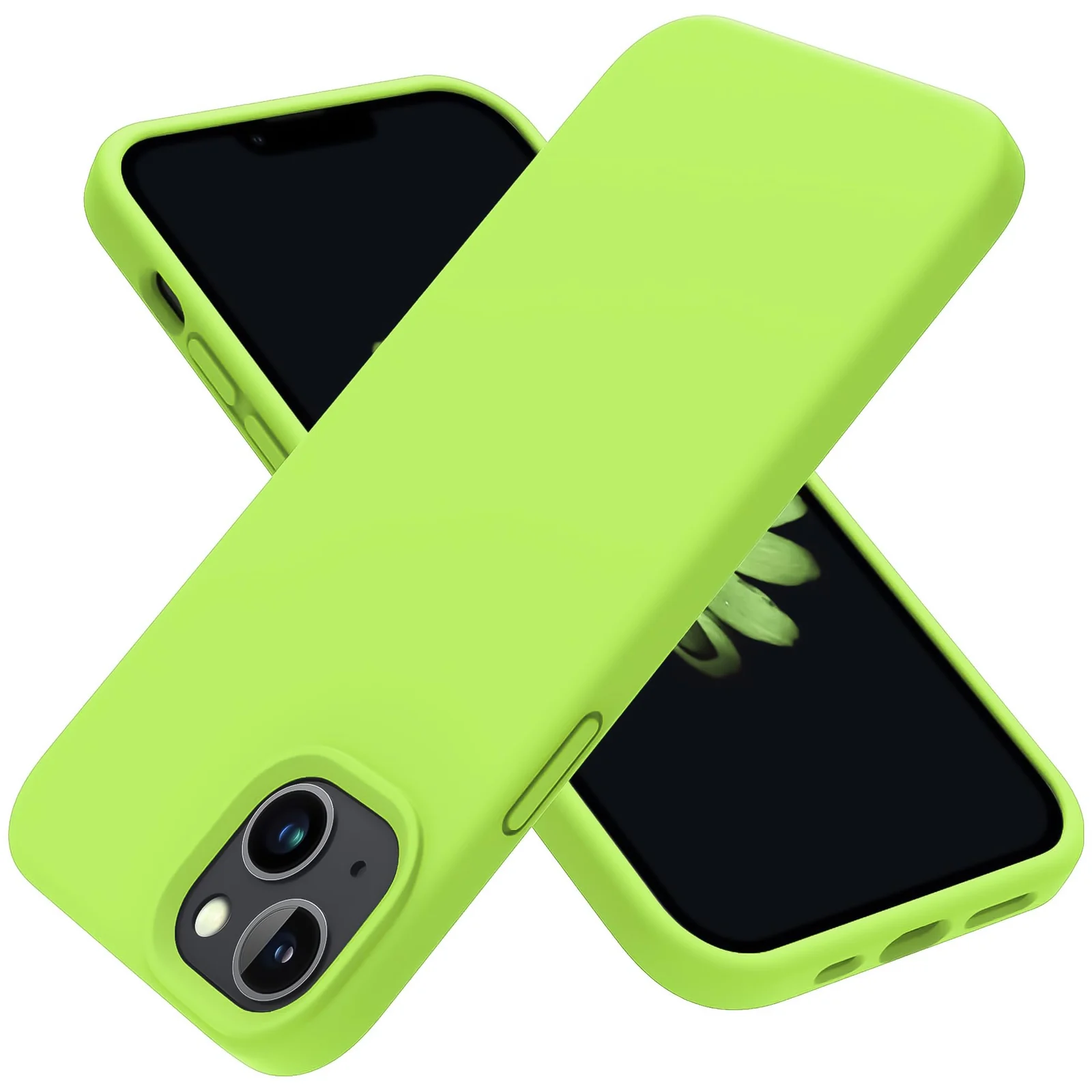 DL3 Mobilak Liquid Silicone Protective Case for iPhone 13 / iPhone 14 with Camera Protection and Microfiber Lining - Lemon