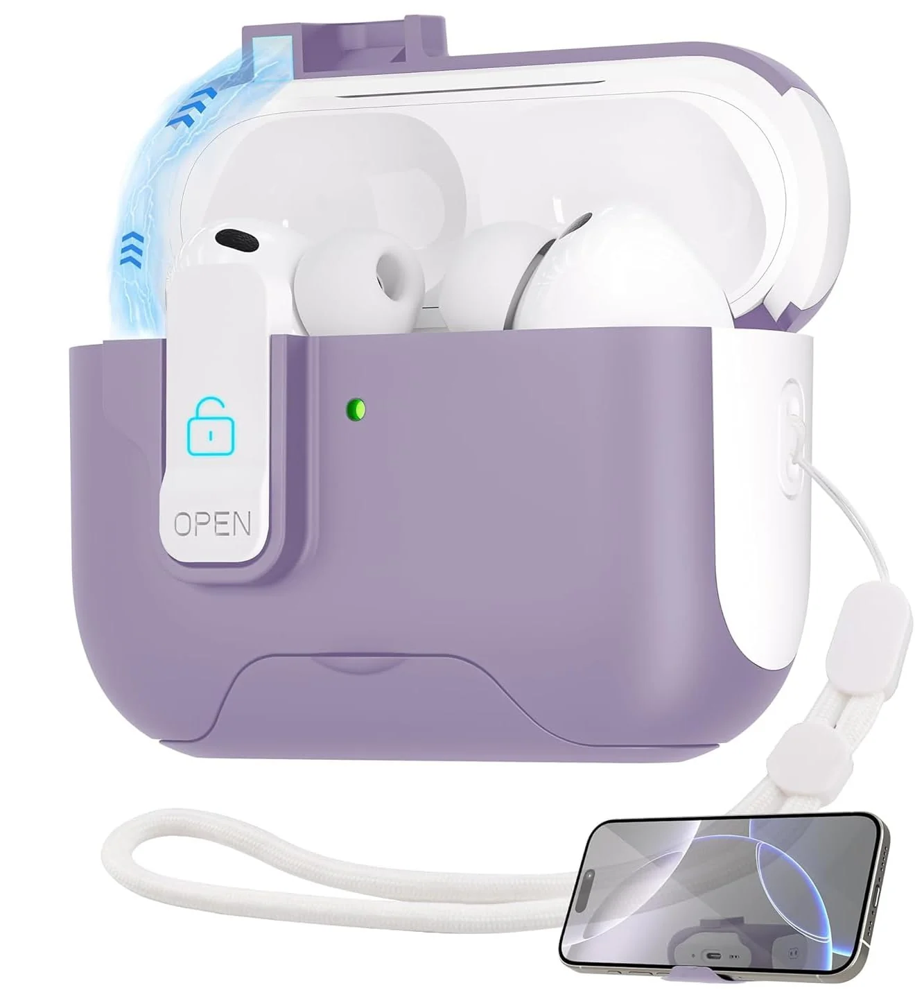 DL3 Mobilak Case Compatible with AirPods 3rd Generation with Lock, Rugged Armor Compatible with AirPods 3 Case with Keychain Shockproof Hard Shell Compatible with AirPods 3 Case