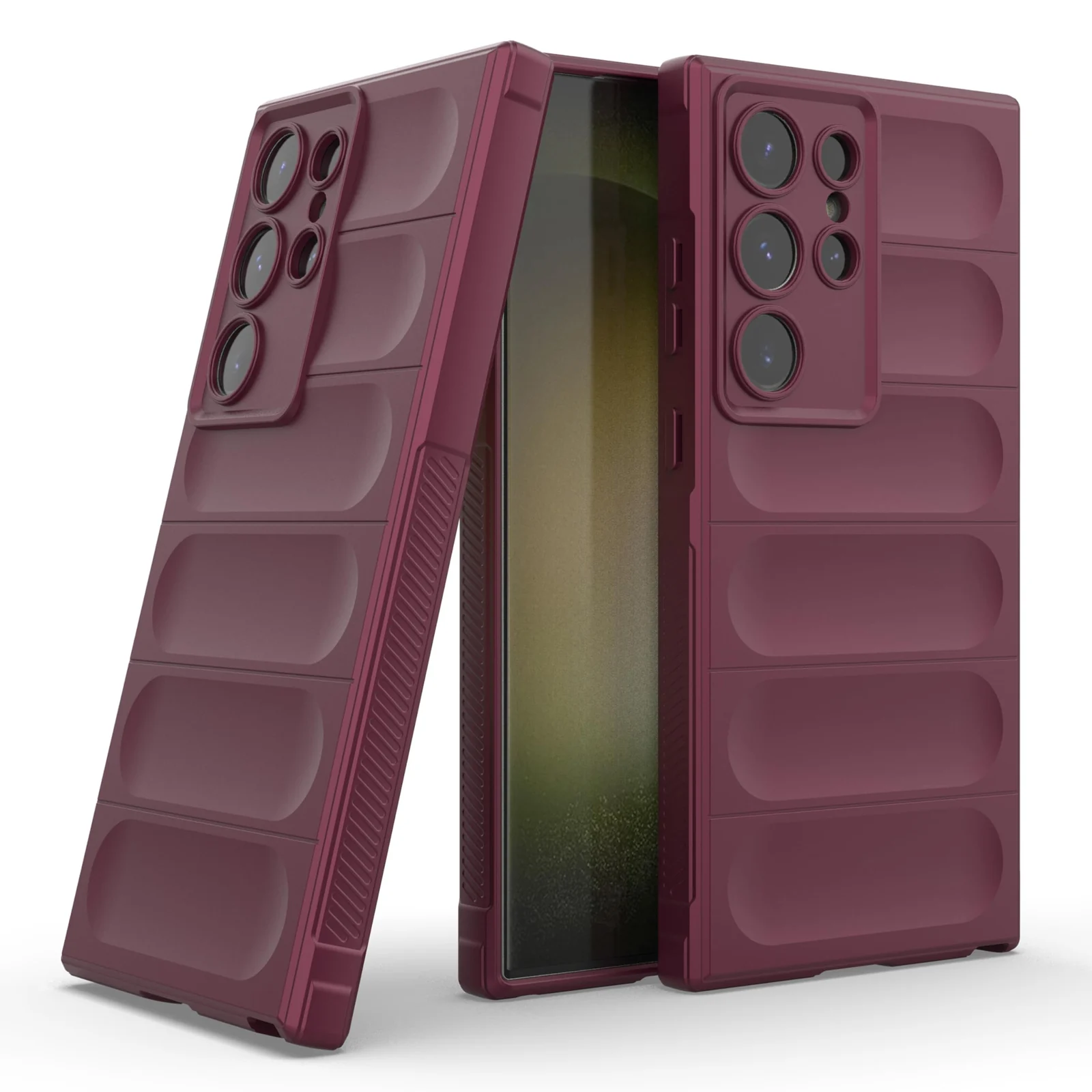 DL3 Mobilak Silicone Case for Samsung Galaxy S24 Ultra Heavy Duty Protective [Slim Fit] Shockproof Soft Flexible Protective Design Shock-Absorption TPU Cover With Camera Protection - Wine Red