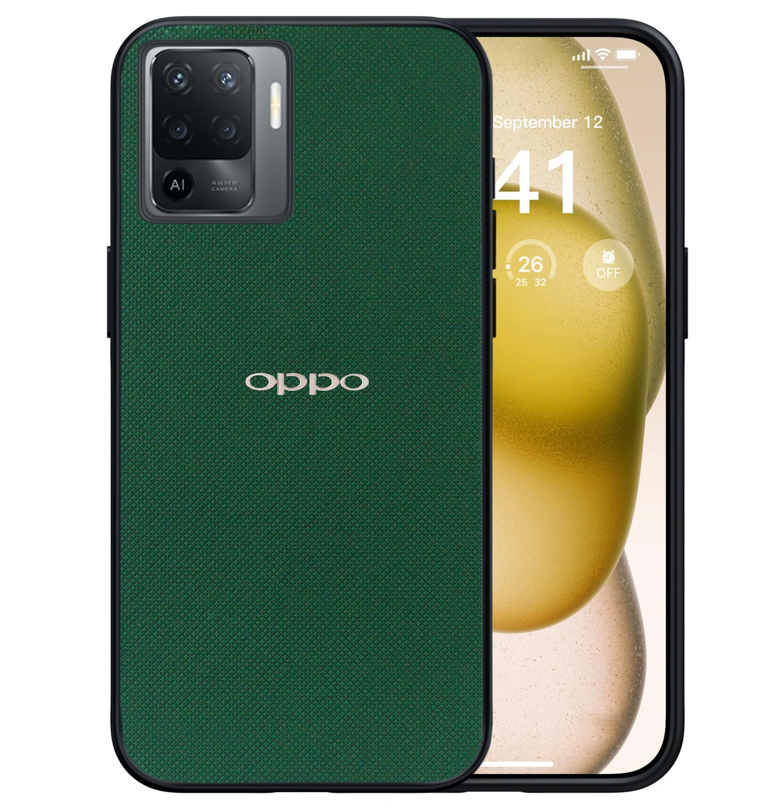 Dl3 Mobilak Compatible with Oppo A94 4G / F19 Pro 4G / Reno 5F Case Dual Layer Heavy Duty Cell Phone Protective Cover Shockproof Rugged with Non-Slip Textured - Black