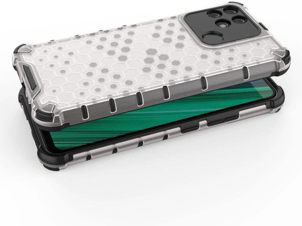 DL3 Mobilak Honeycomb Protective Case for realme Narzo 50A, Shock-absorbing protection, Transparent design, Slim, lightweight profile - Clear