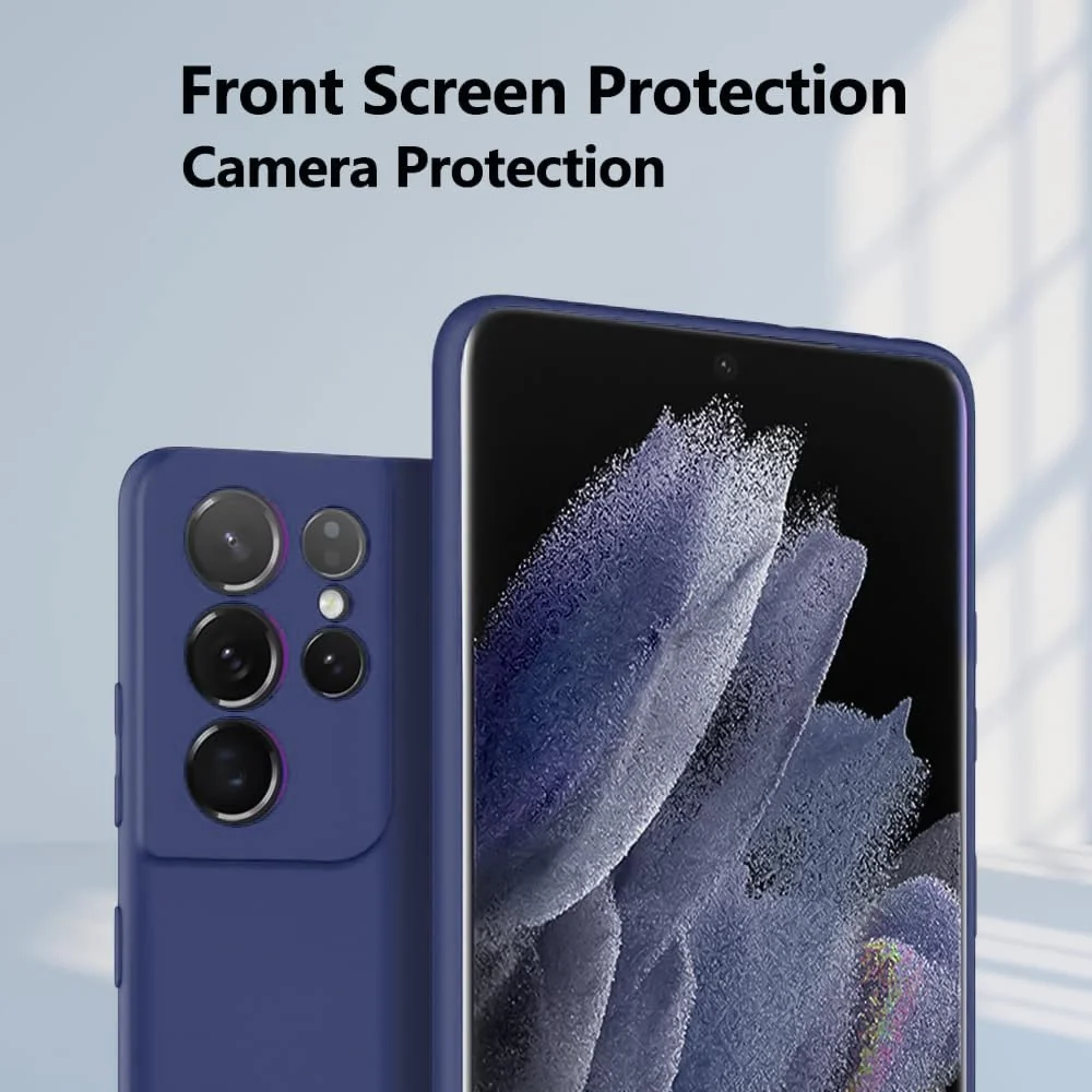 DL3 Mobilak Soft Silicone Protective Case for Samsung Galaxy S21 Ultra 5G with Microfiber Lining and Shockproof Design - Blue 1