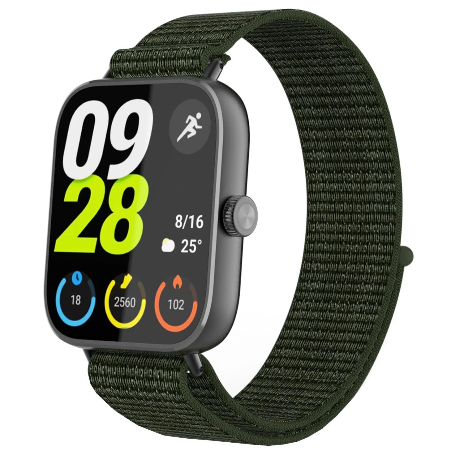 DL3 Mobilak Nylon Strap for Redmi Watch 4/Redmi Watch 5/Xiaomi Smart Band 8 Pro/Band 9 Pro, Men and Women Breathable Elastic Bracelet, Adjustable Straps Replacement Band Sport Watchband - Green