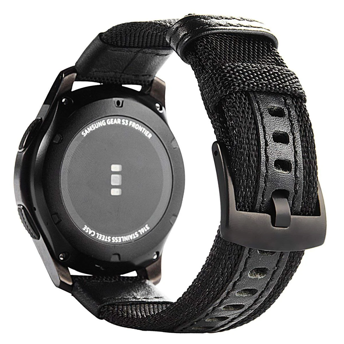 DL3 Mobilak Nylon Sports Bands With Leather 20MM Strap for Samsung Gear Sport, Watch 6, 4, 5, 5 Pro, S2 Classic, Active 2 40mm 44mm, Amazfit GTS 3, 4, 4 Mini, Bip 3 Pro, GTS2, Bp U - Black