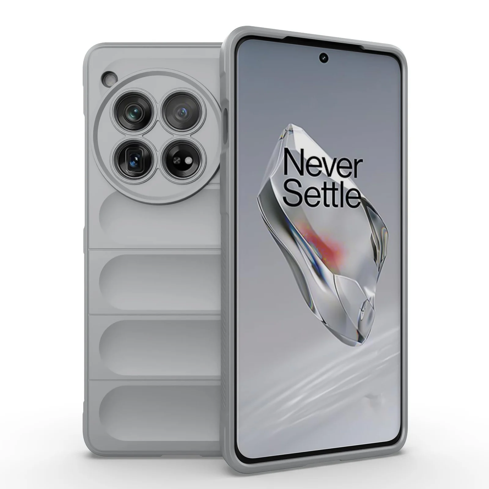 DL3 Mobilak Flexible Silicone and TPU Protective Case with Camera Protection for OnePlus 12 5G - Gray