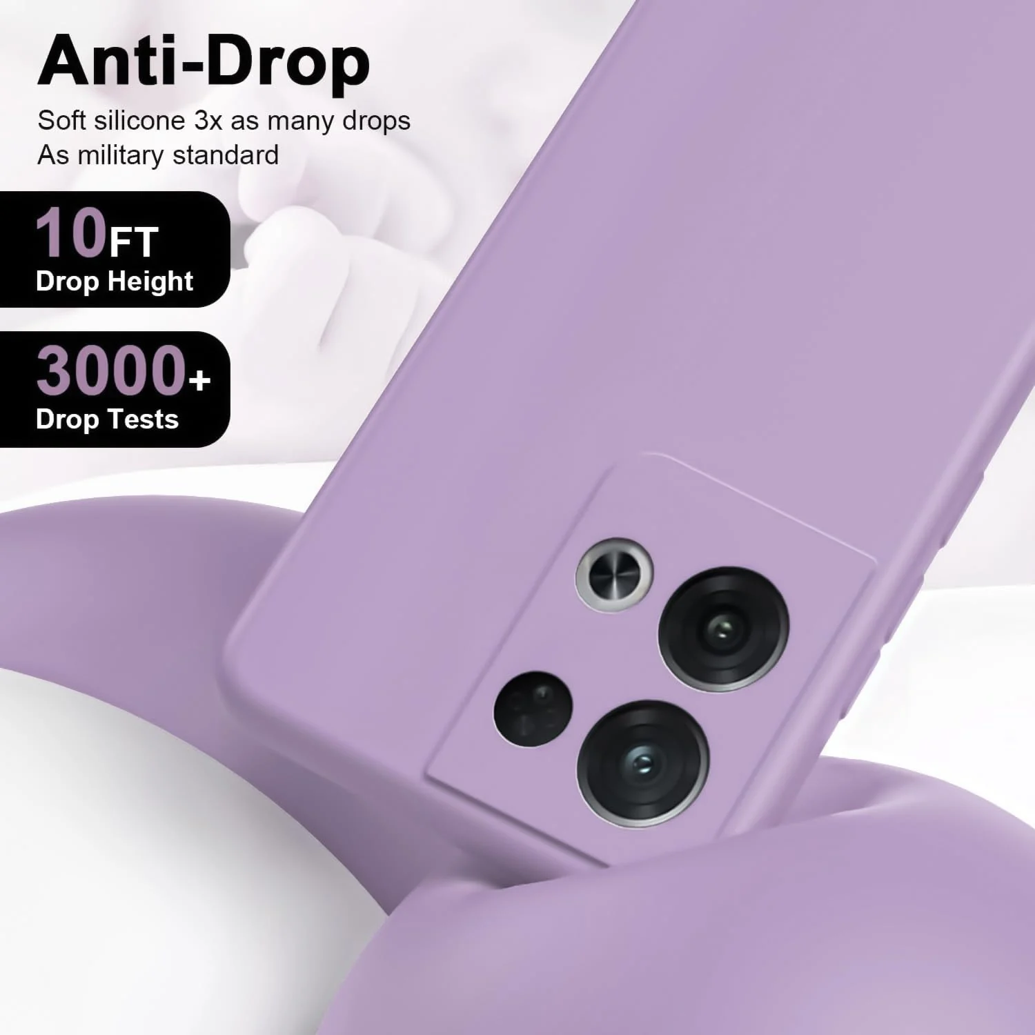 DL3 Mobilak OPPO Reno 8 5G Case, Soft Flexible Liquid Silicone Gel Rubber Bumper Cover, Full Body Shockproof Protective Phone Case - Lavender