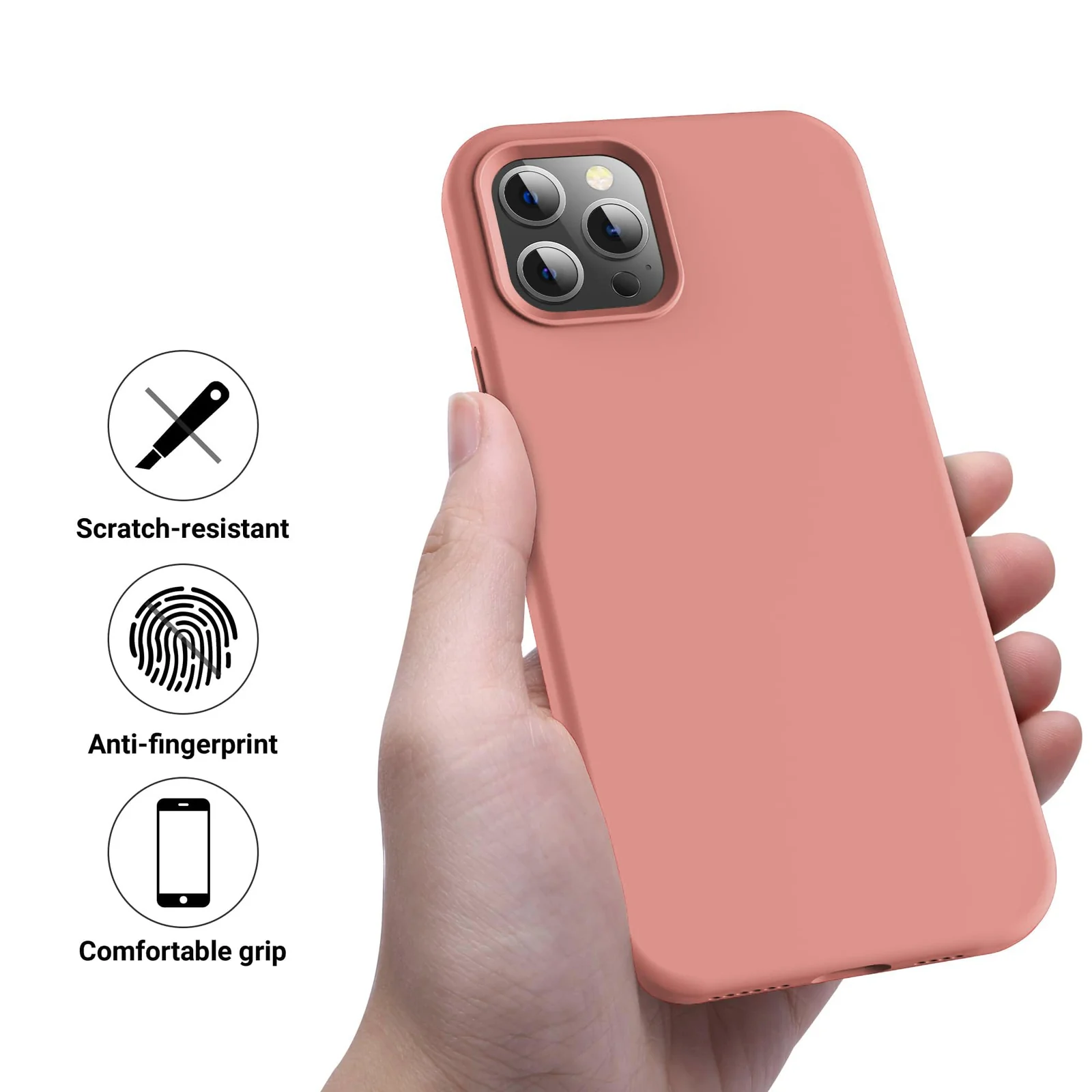 DL3 Mobilak Compatible with iPhone 14 Pro Max (6.7 Inch) Case, Liquid Silicone Case, Full Body Protective Cover, Shockproof, Slim Phone Case, Anti-Scratch Soft Microfiber Lining - Light Orange